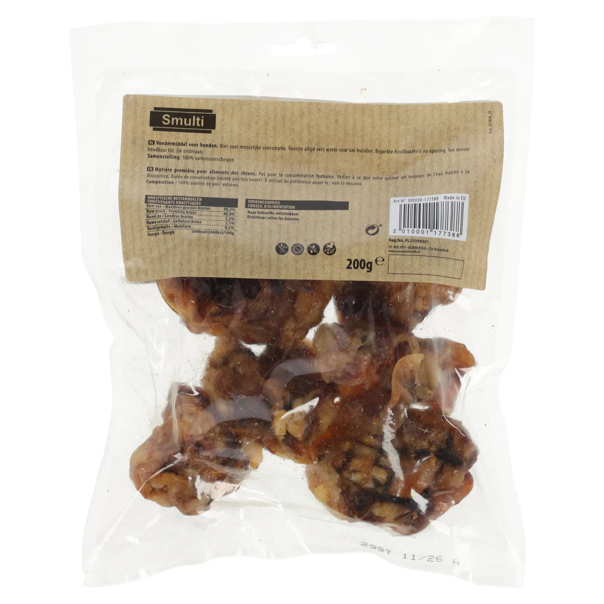 Smulti Hondensnacks>Hondensnack nature varkensoorschelp 200g