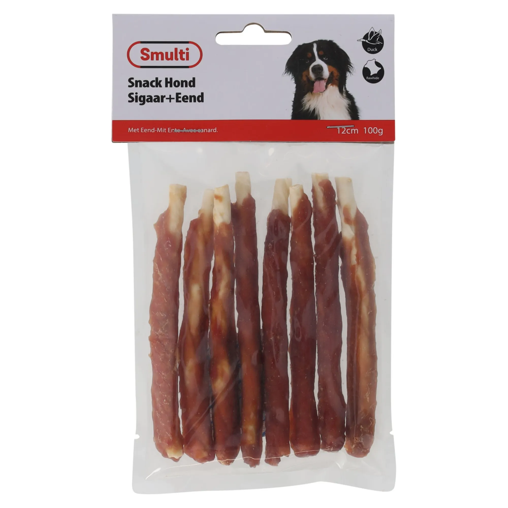 Smulti Hondensnacks>Hondensnack sigaar+eend 12cm 100G