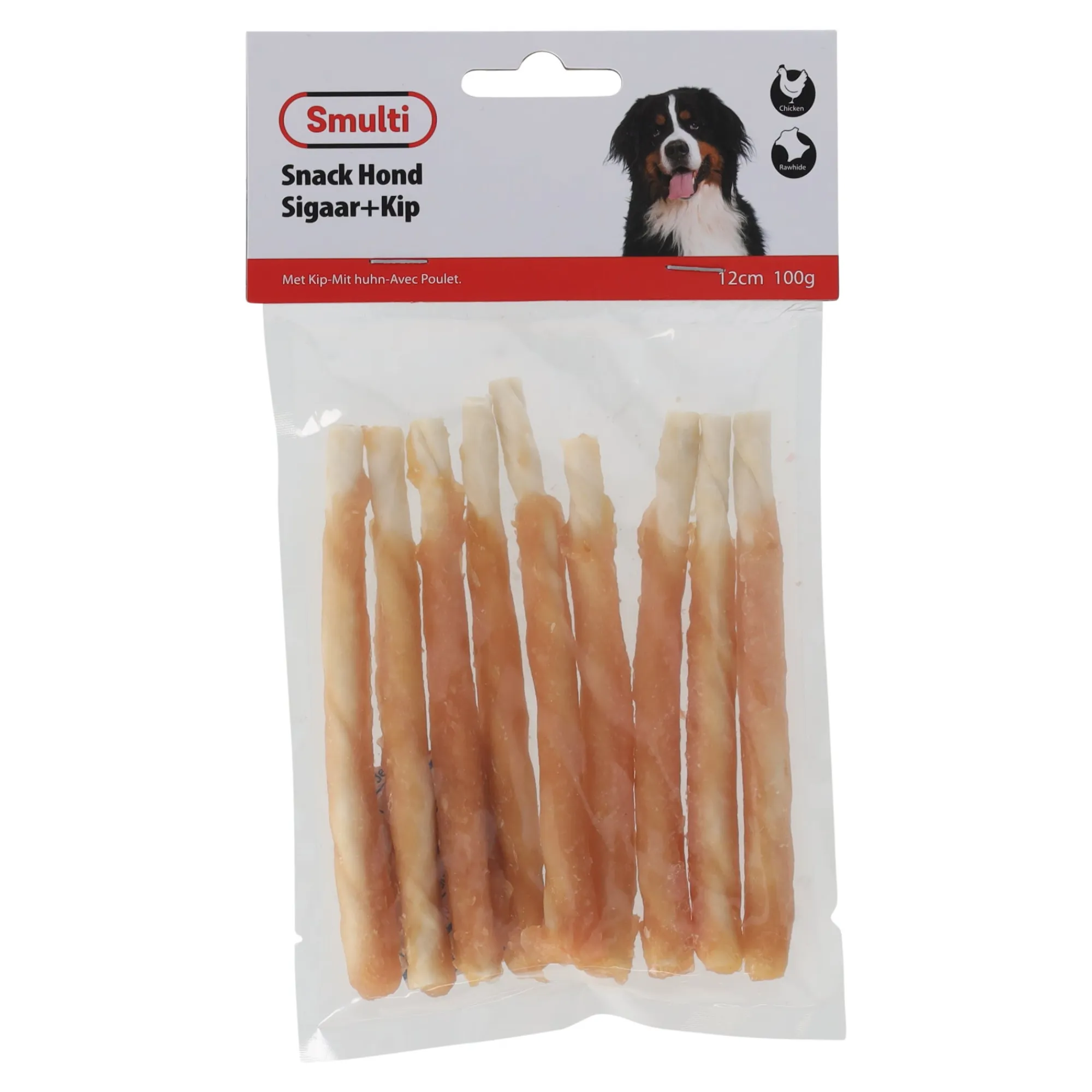 Smulti Hondensnacks>Hondensnack sigaar+kip 12cm 100G