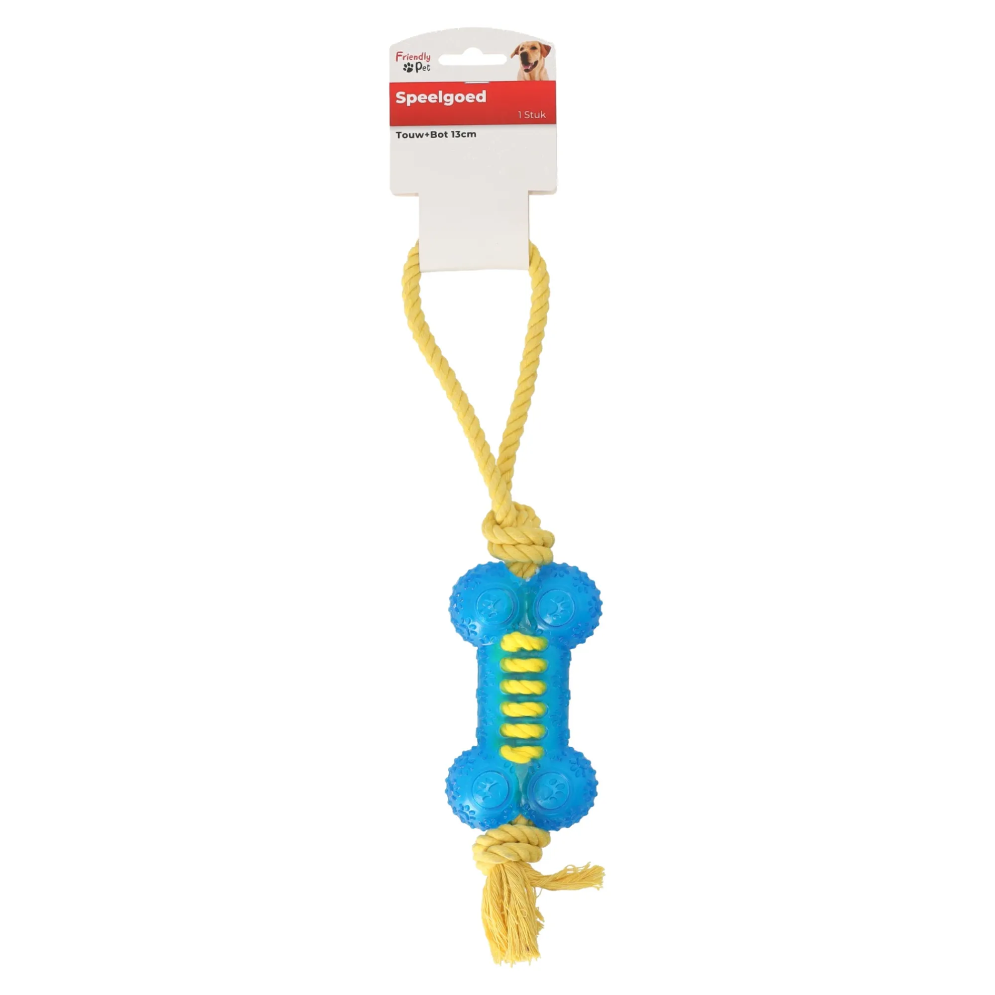 Friendly Pet Hondenspeelgoed>Hondenspeelgoed touw+bot 13cm