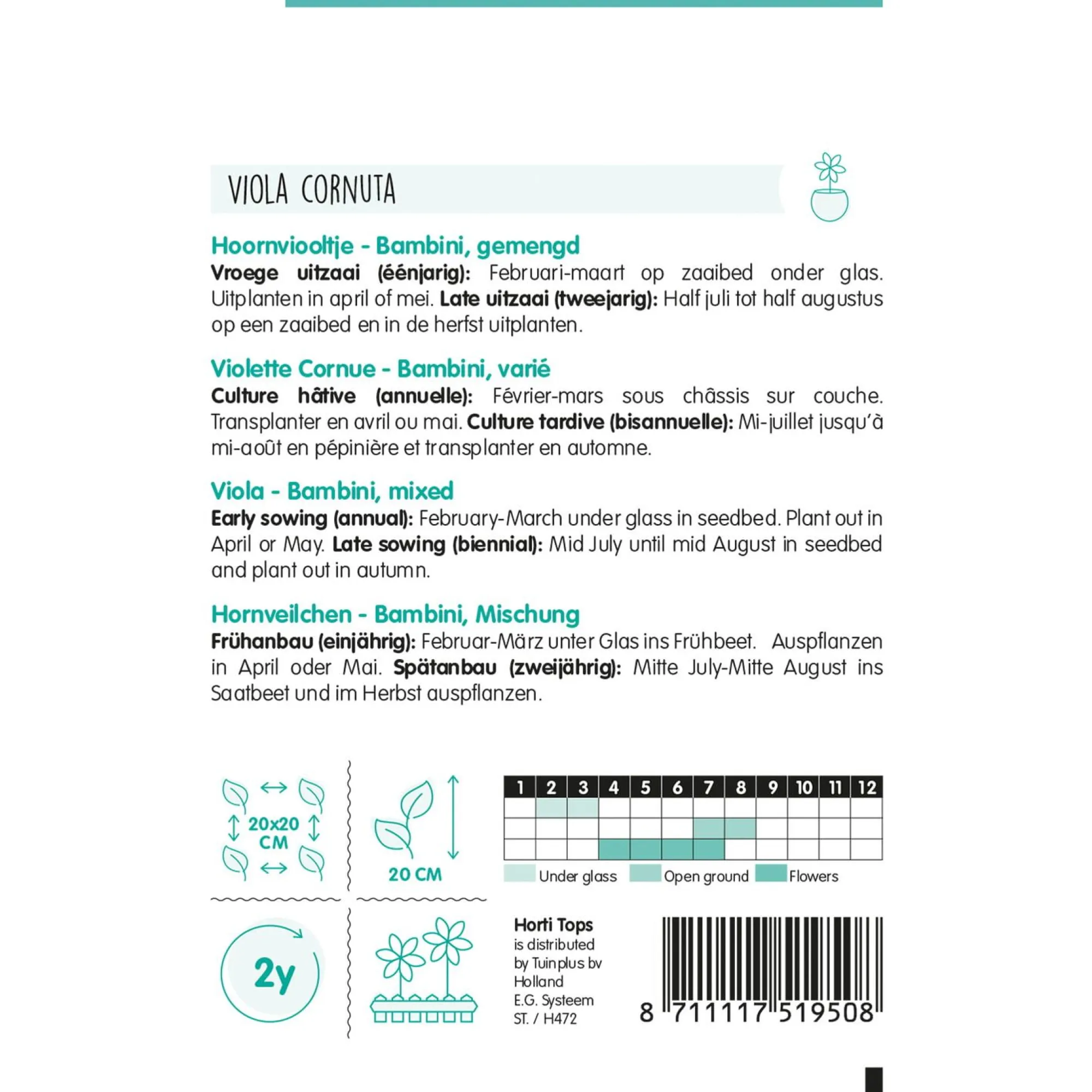 Horti Tops Moestuin>Hoornviooltjes Bambini mix