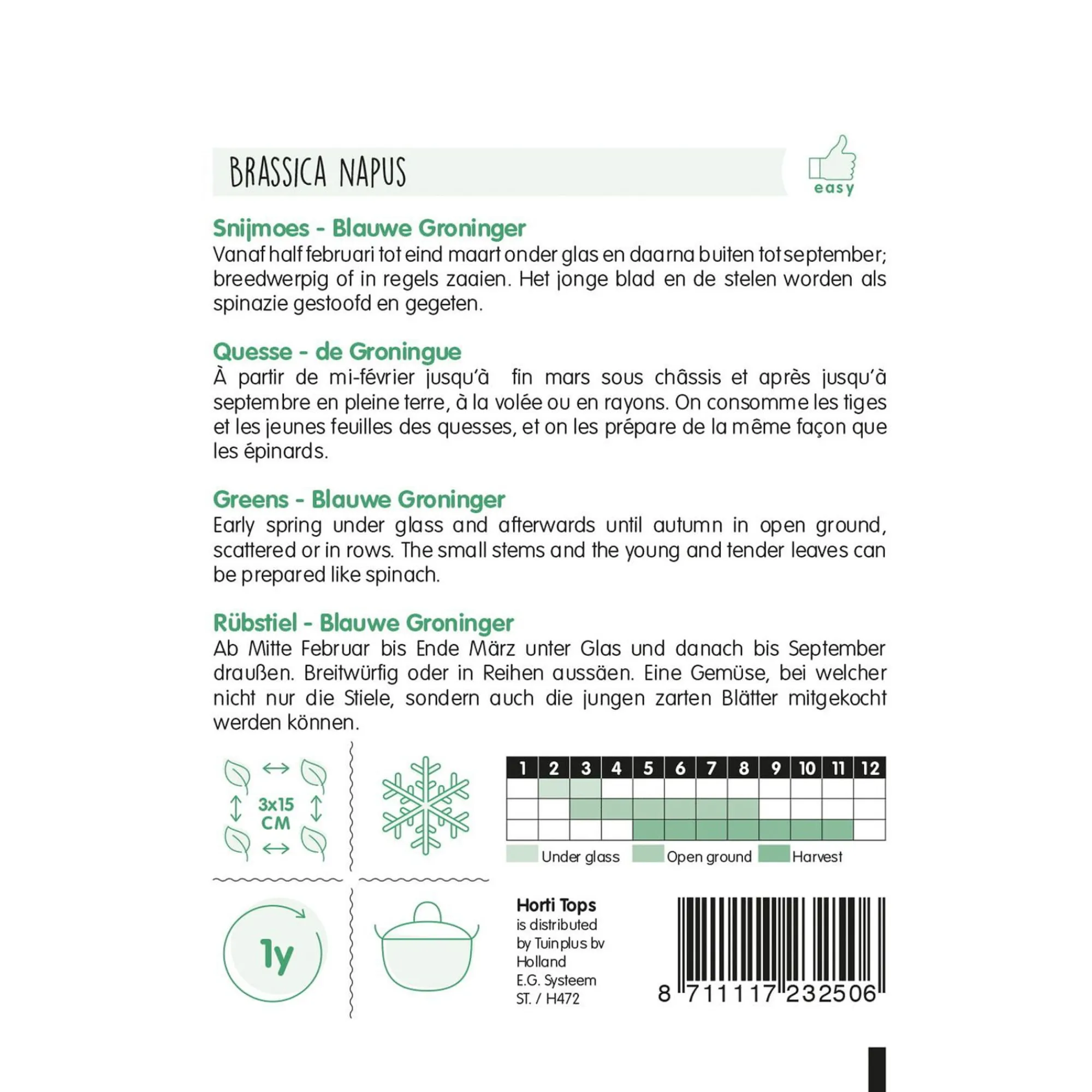 Horti Tops Moestuin>HT Snijmoes blauwe groninger