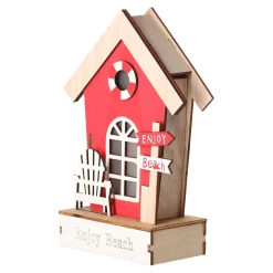Natural Collections Woondecoratie>Huis van hout 12 x 6 x 18 cm - 3 assorti