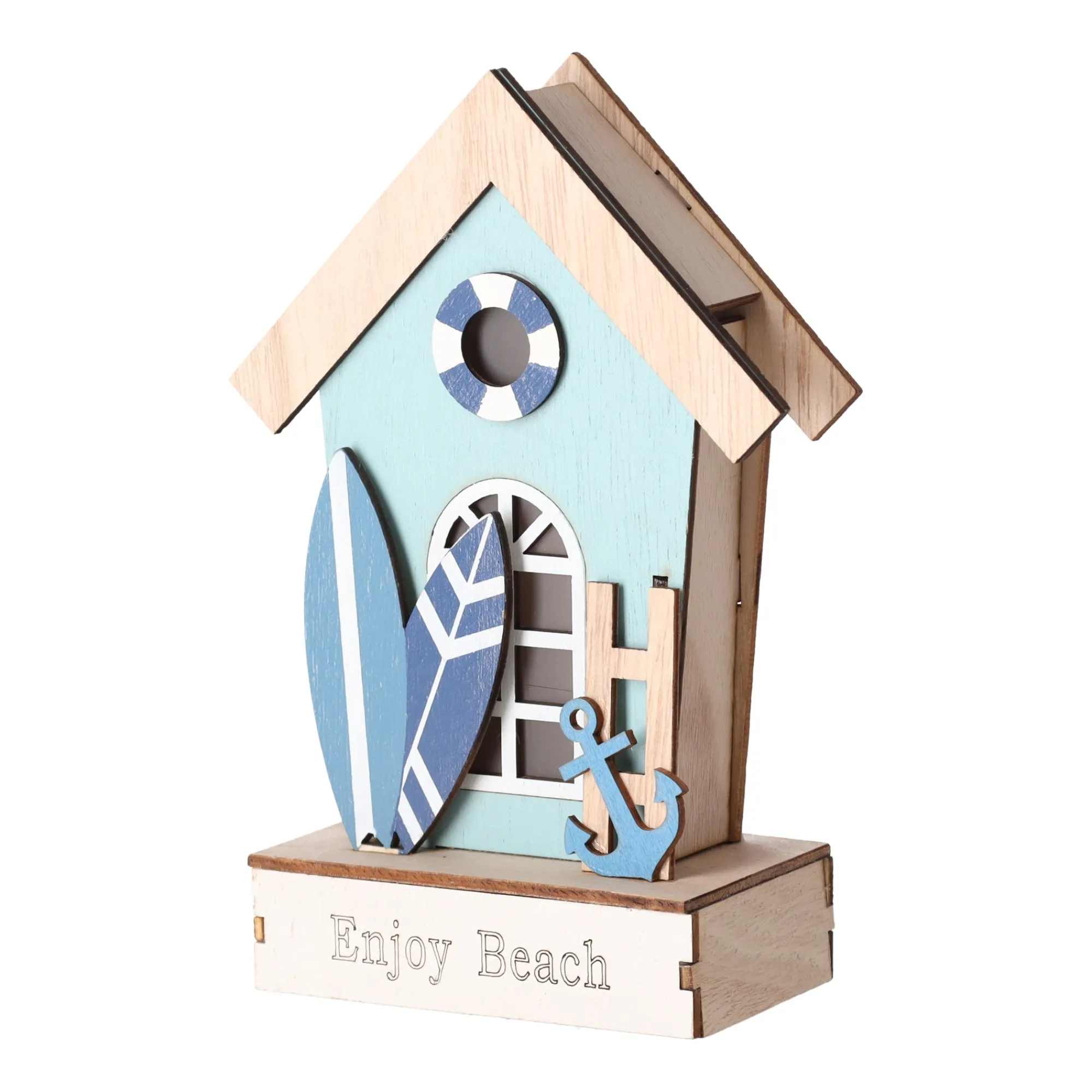 Natural Collections Woondecoratie>Huis van hout 12 x 6 x 18 cm - 3 assorti