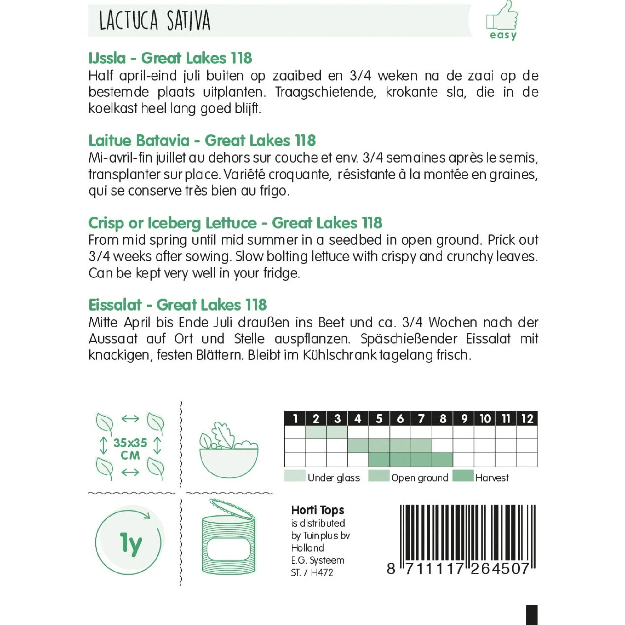 Horti Tops Moestuin>IJsbergsla Great Lakes
