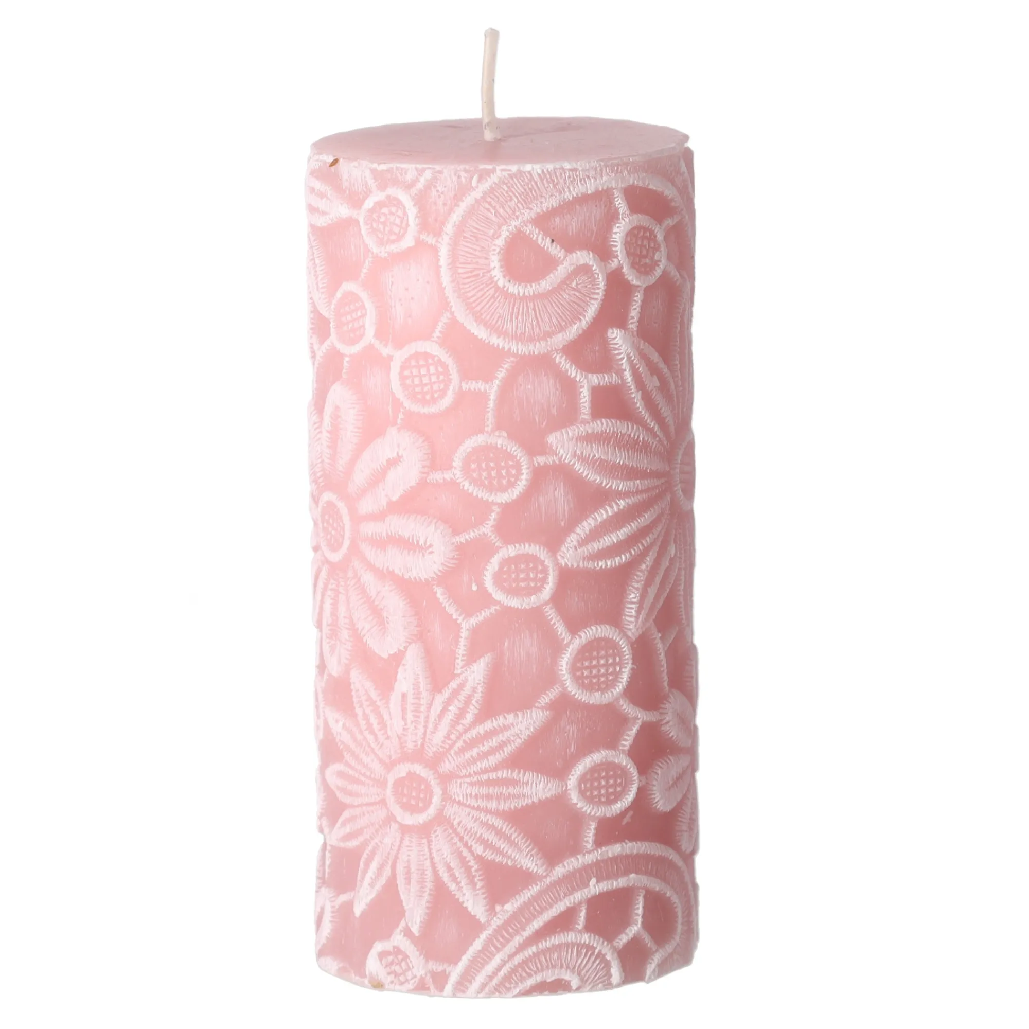 O'malley Kaarsen>Kaars lace 7 x 10 cm roze wit