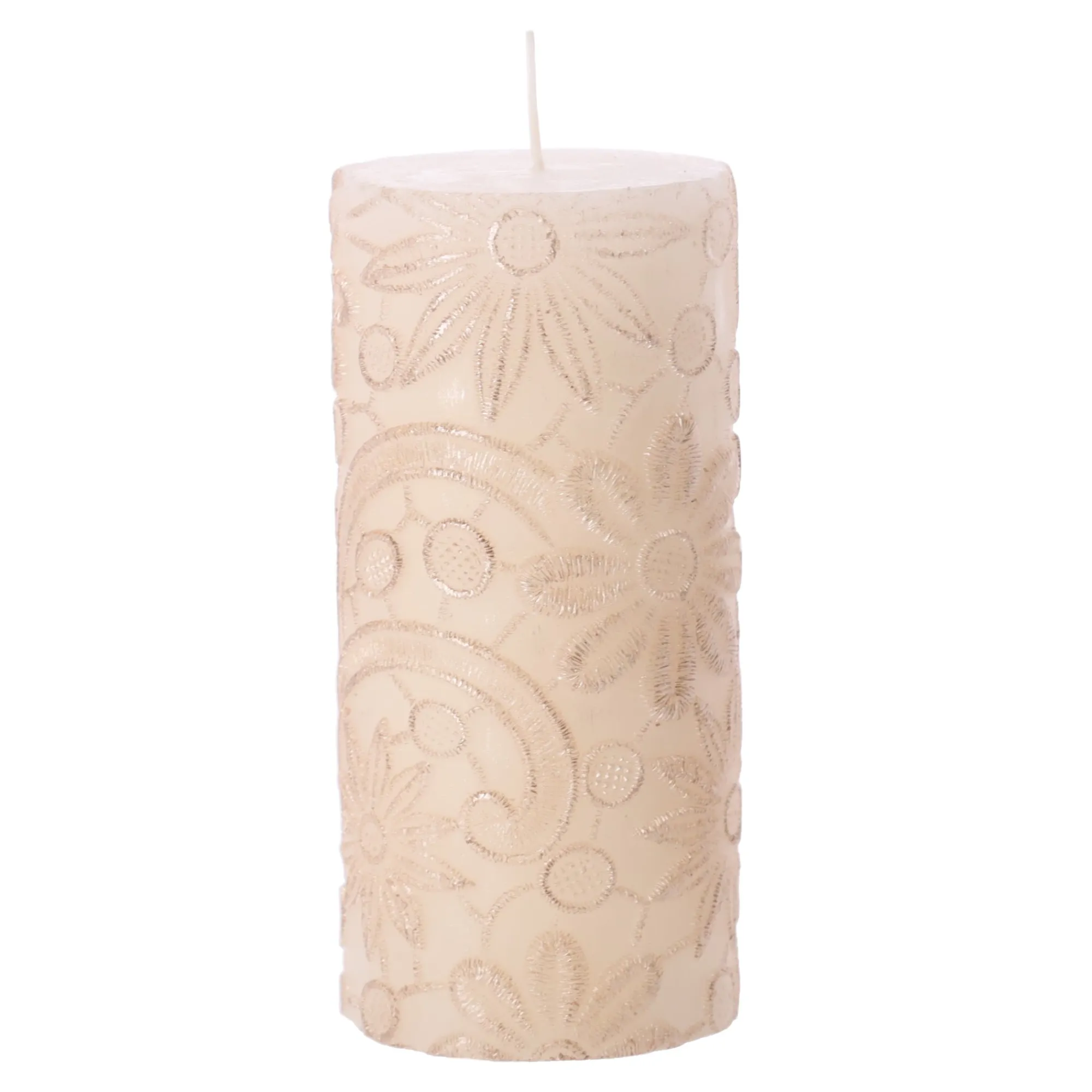 O'malley Kaarsen>Kaars lace 7 x 10 cm wit goud