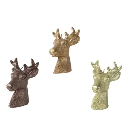 Decoris Kerstdecoratie>Kaars rendier glitter goud 10 cm