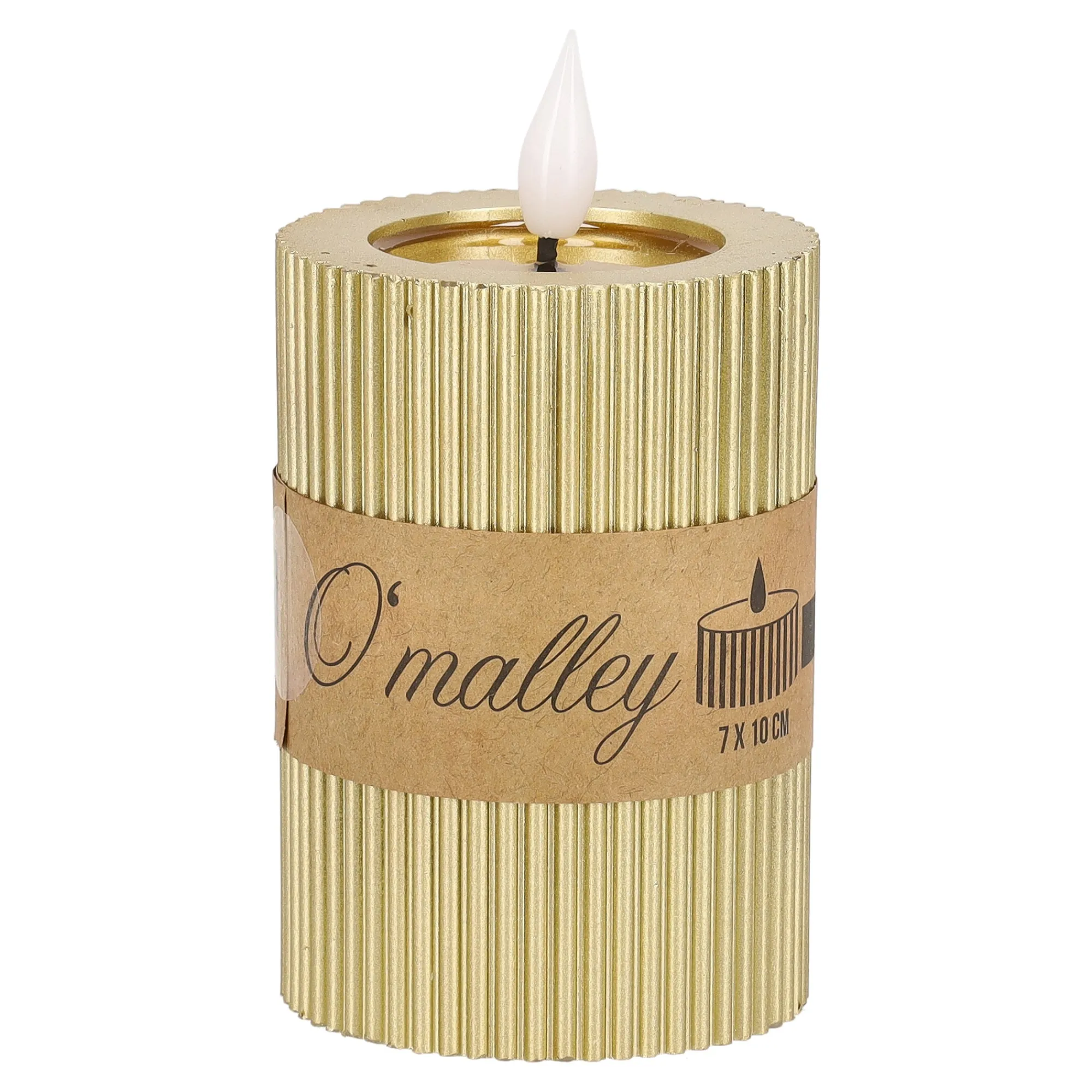 O'malley Kaarsen>Kaars rib melt LED 7 x 10 cm goud