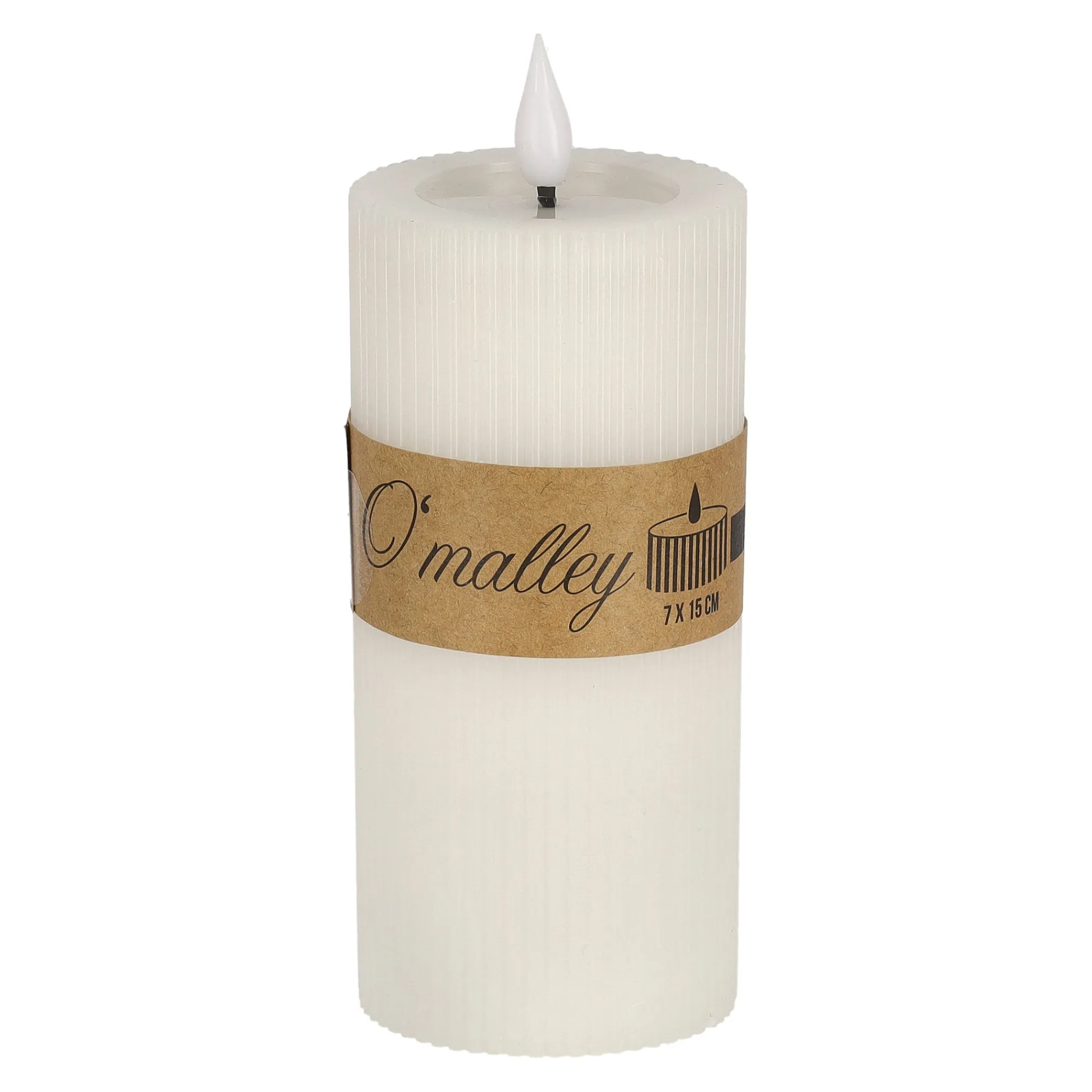 O'malley Kaarsen>Kaars rib melt LED 7 x 15 cm wit
