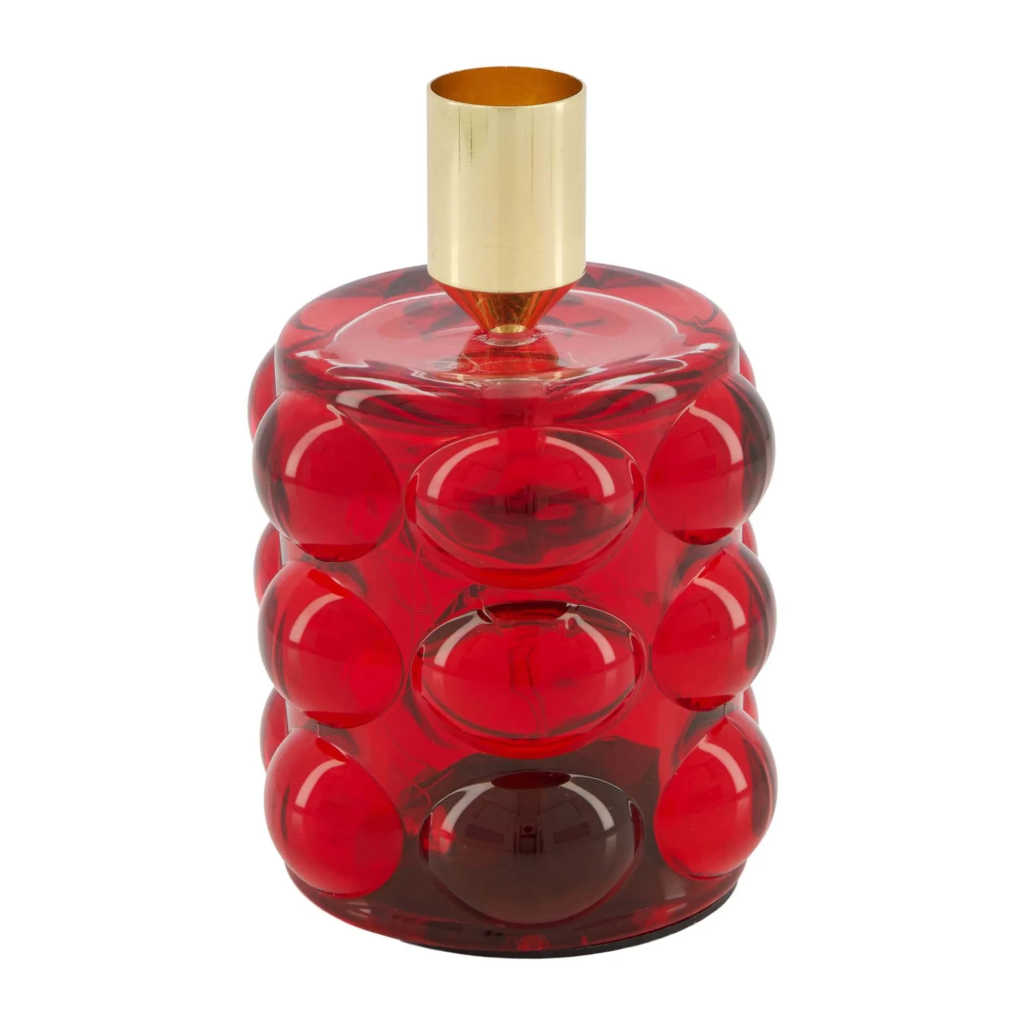 Natural Collections Woondecoratie>Kaarshouder glas rood 8 x 12 cm