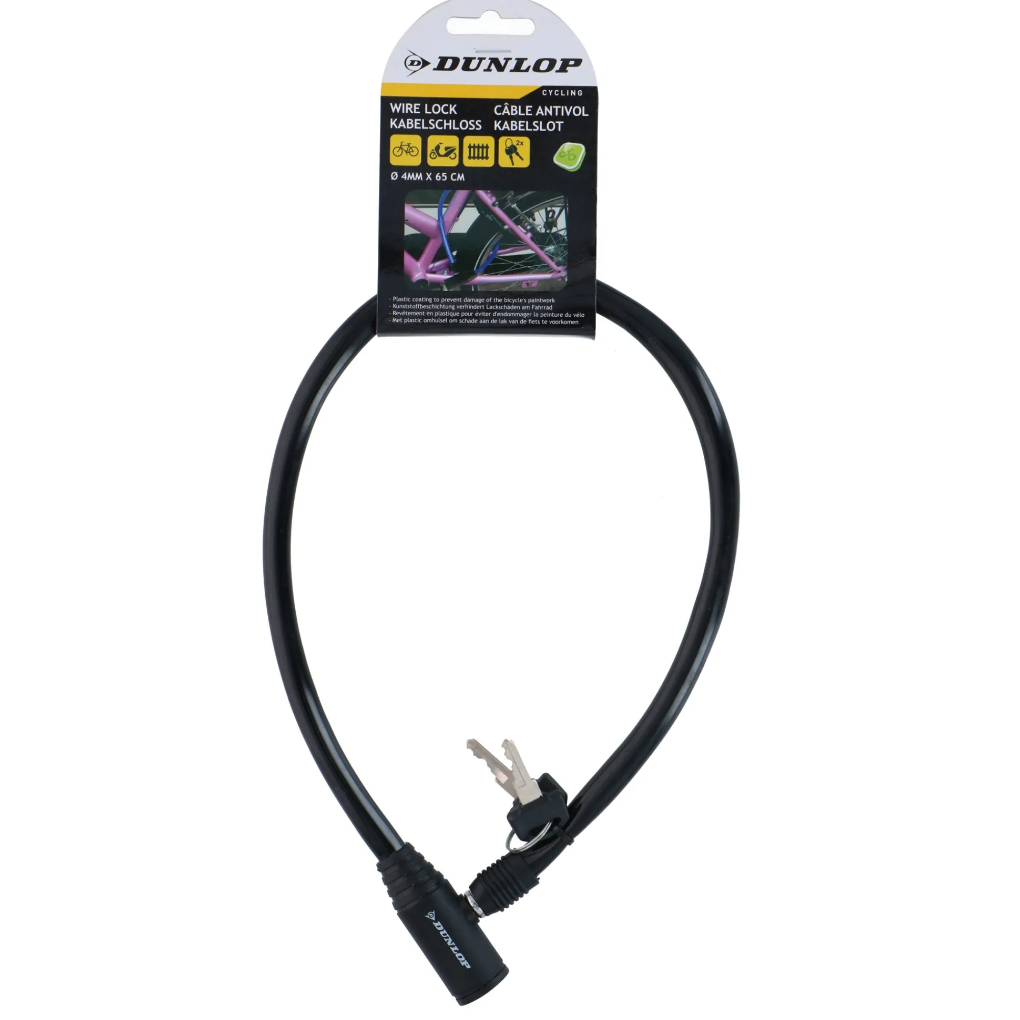 Dunlop Fietsspullen>Kabelslot 4 mm x 60 cm