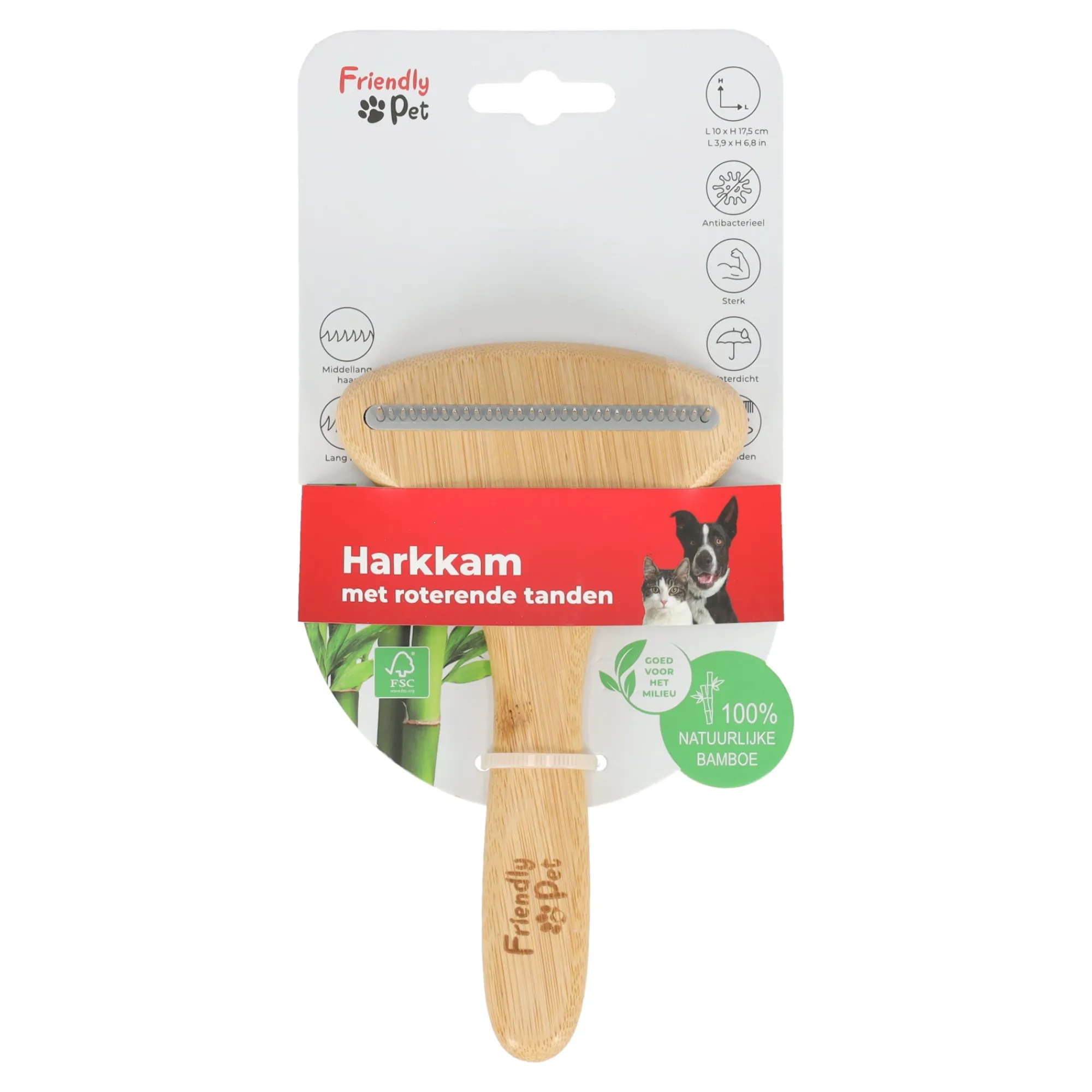 Friendly Pet Hondenverzorging>Kam huisdier bamboo 32tanden bamboo FP