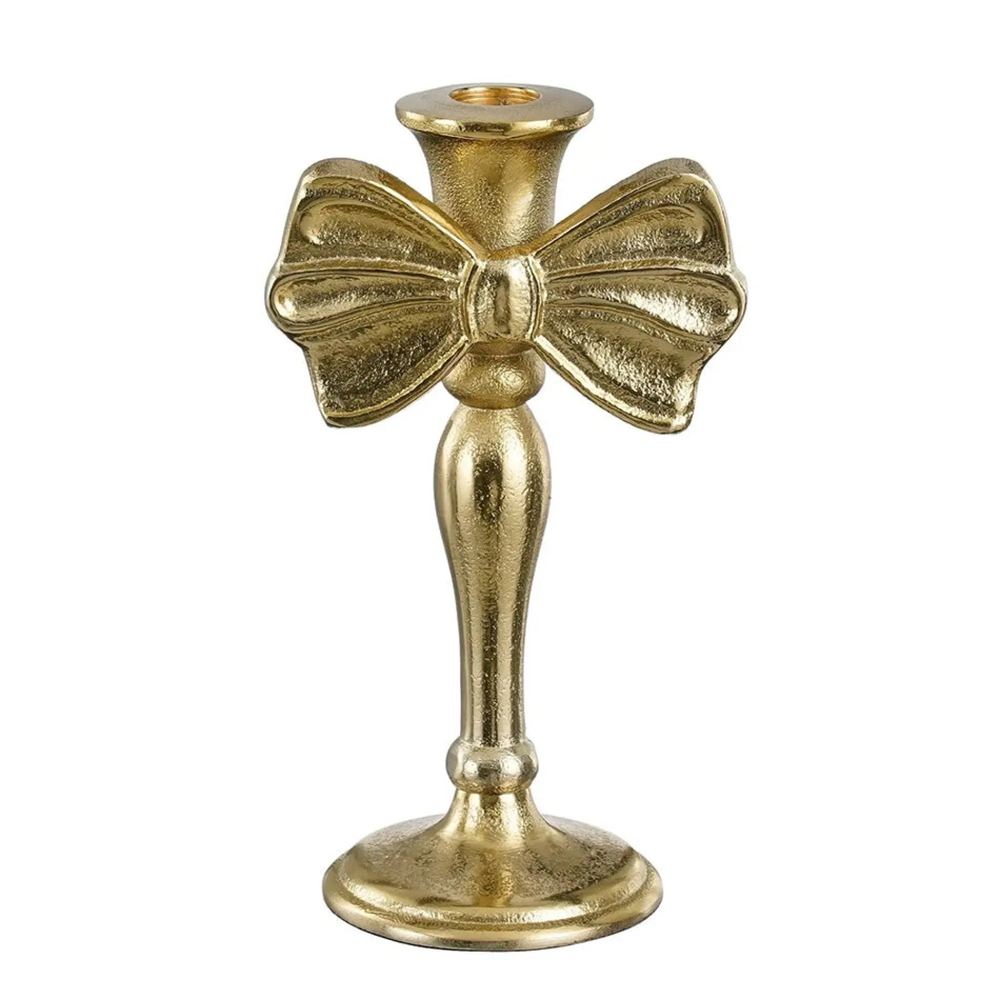 Mica Decorations Kerstdecoratie>Kandelaar strik goud 20 cm