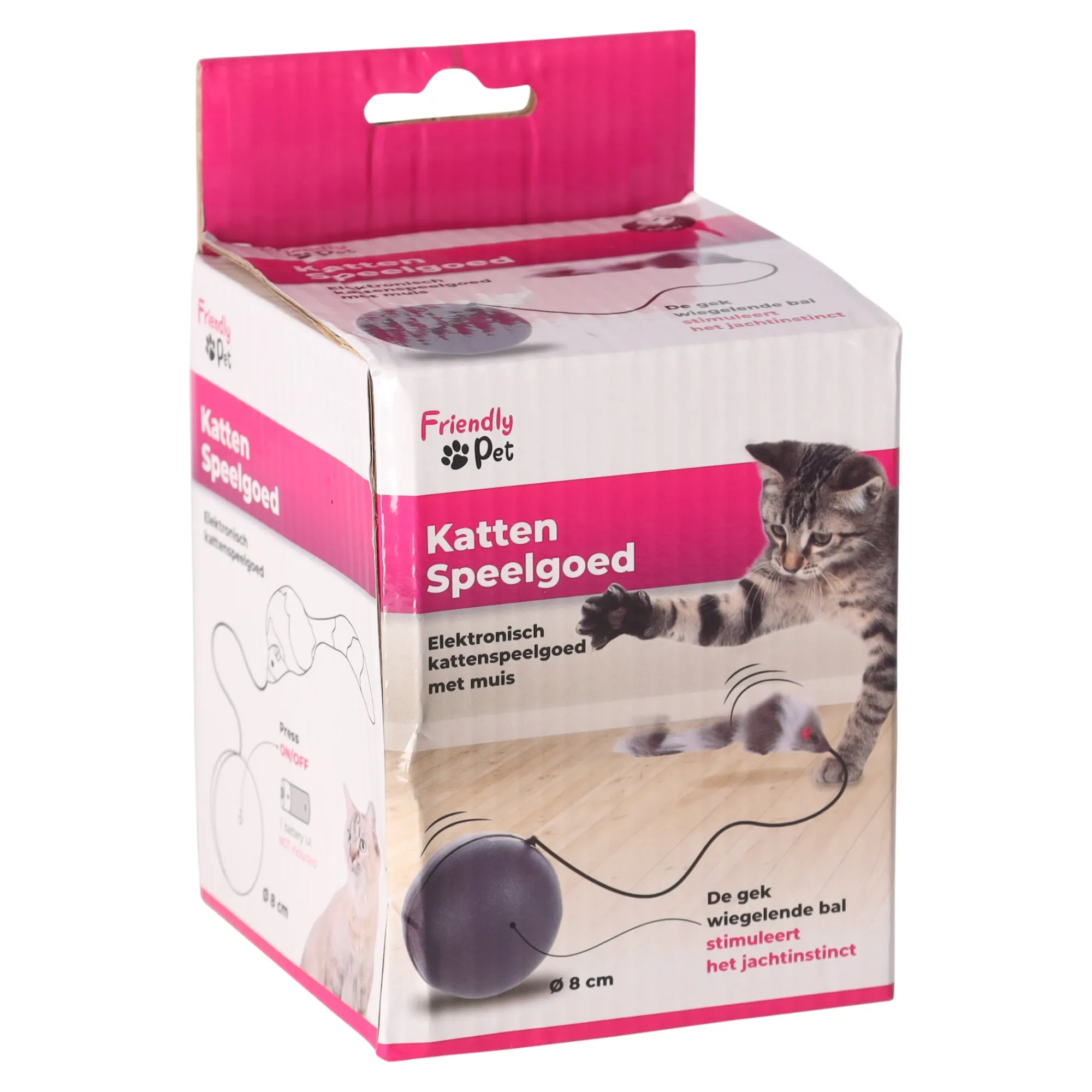 Friendly Pet Kattenspeeltjes>Kattenspeeltje Boula bewegende bal met muis grijs D8...