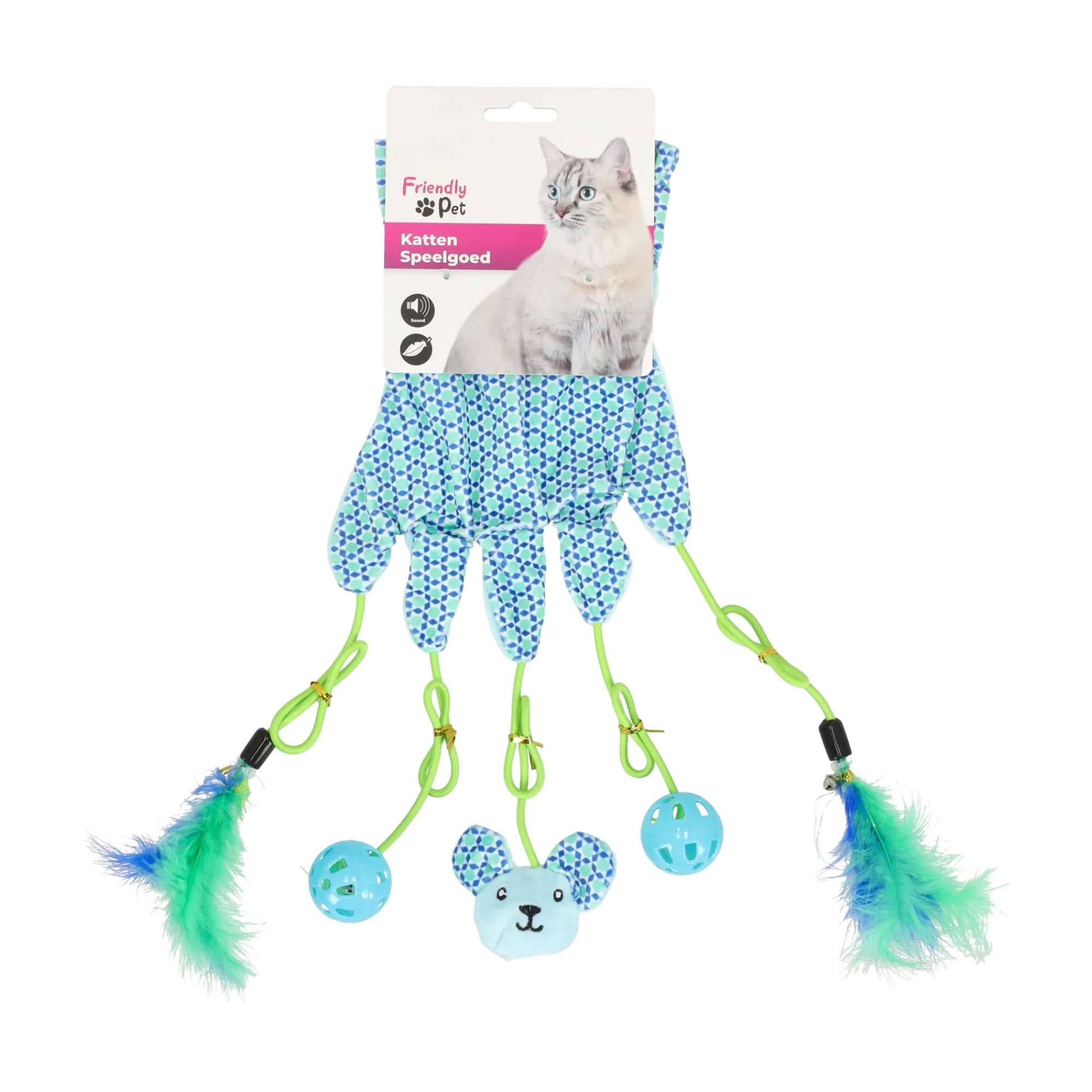 Friendly Pet Kattenspeeltjes>Kattenspeeltje handschoen Marion blauw FP