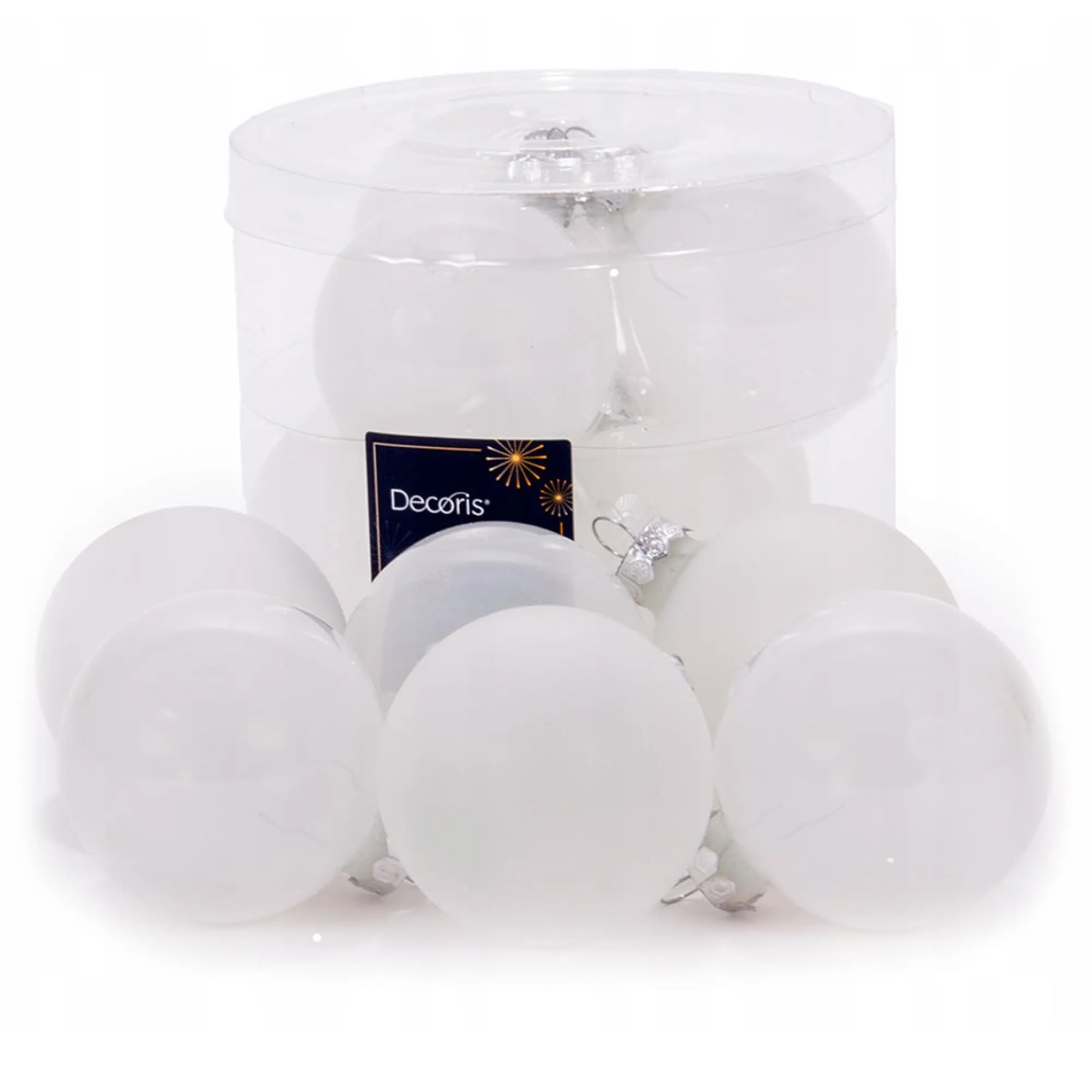 Decoris Kerstballen>Kerstbal glas glans mat winterwit 6 cm 6st.