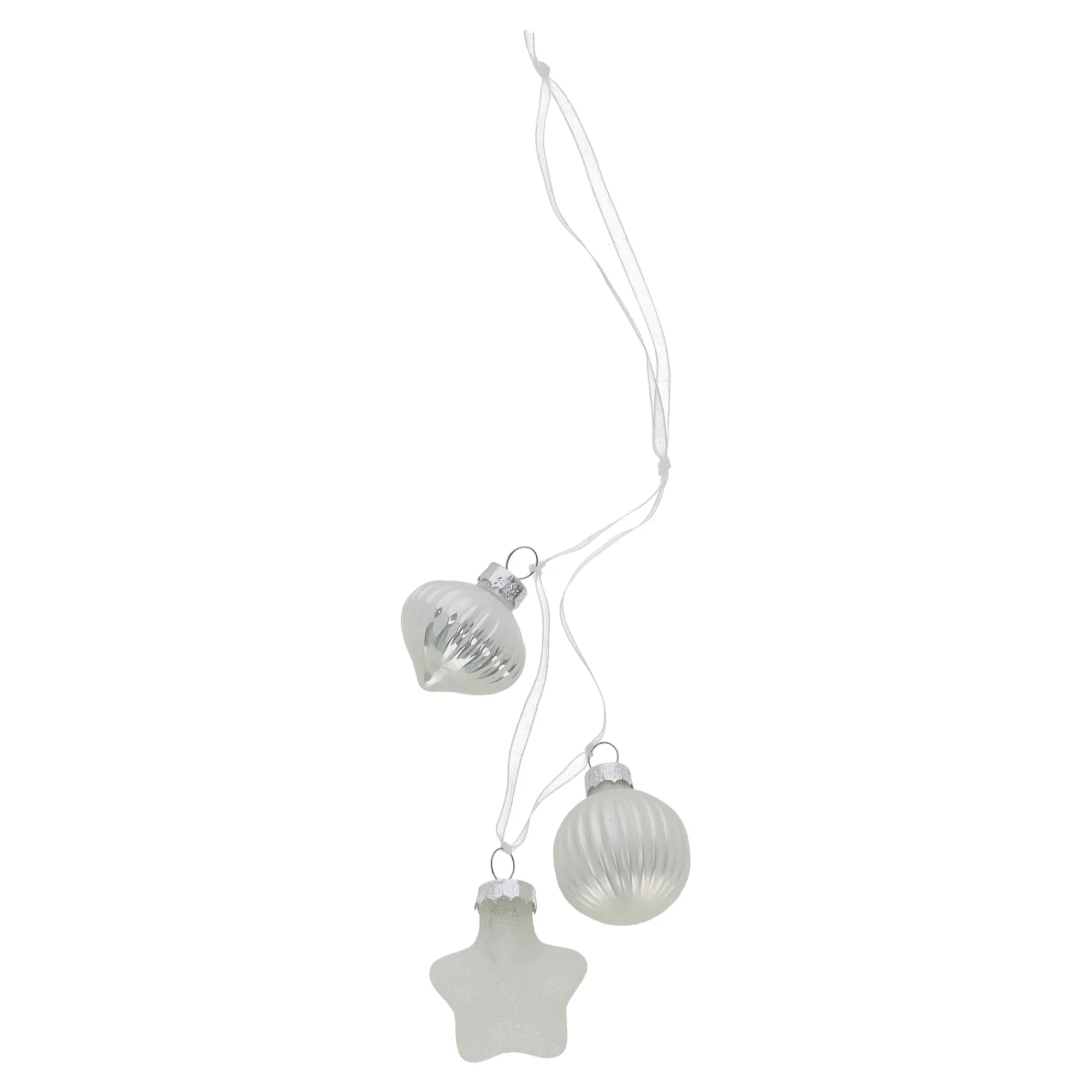 Kerstballen>Kerstbal tros mix 3st. wit