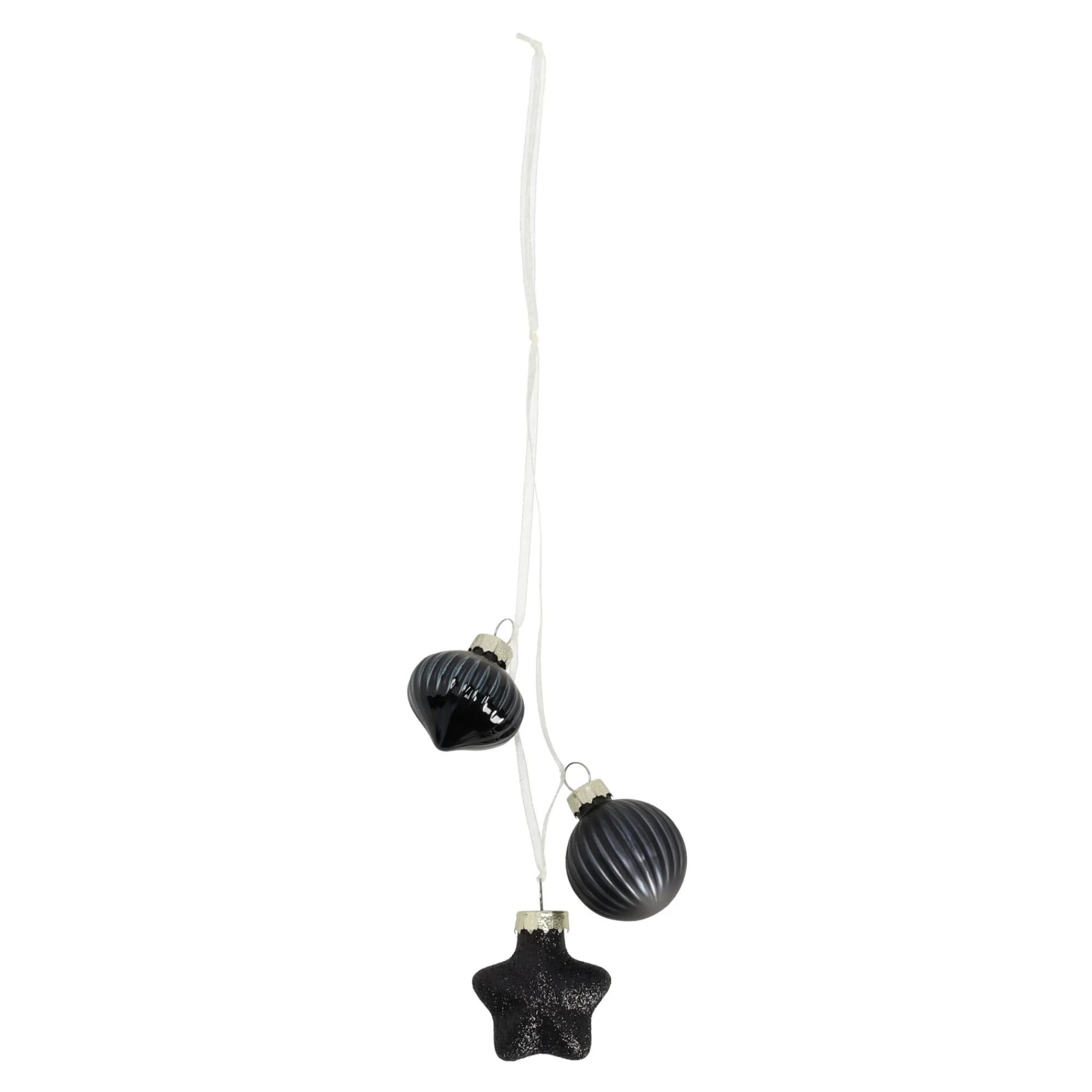 Kerstballen>Kerstbal tros mix 3st zwart