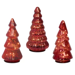 Kerstdecoratie>Kerstboom glas led rood 17 cm