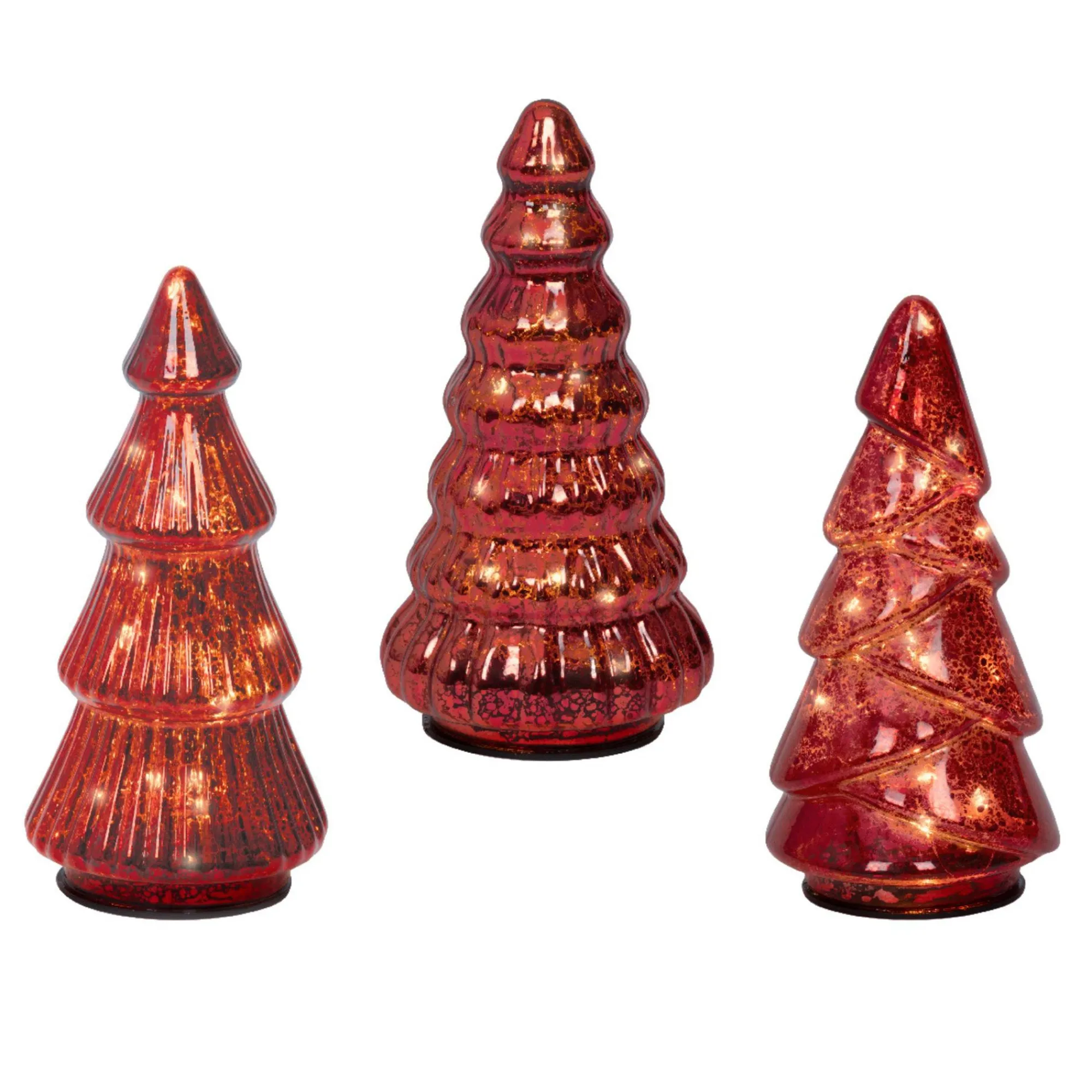 Kerstdecoratie>Kerstboom glas led rood 17 cm