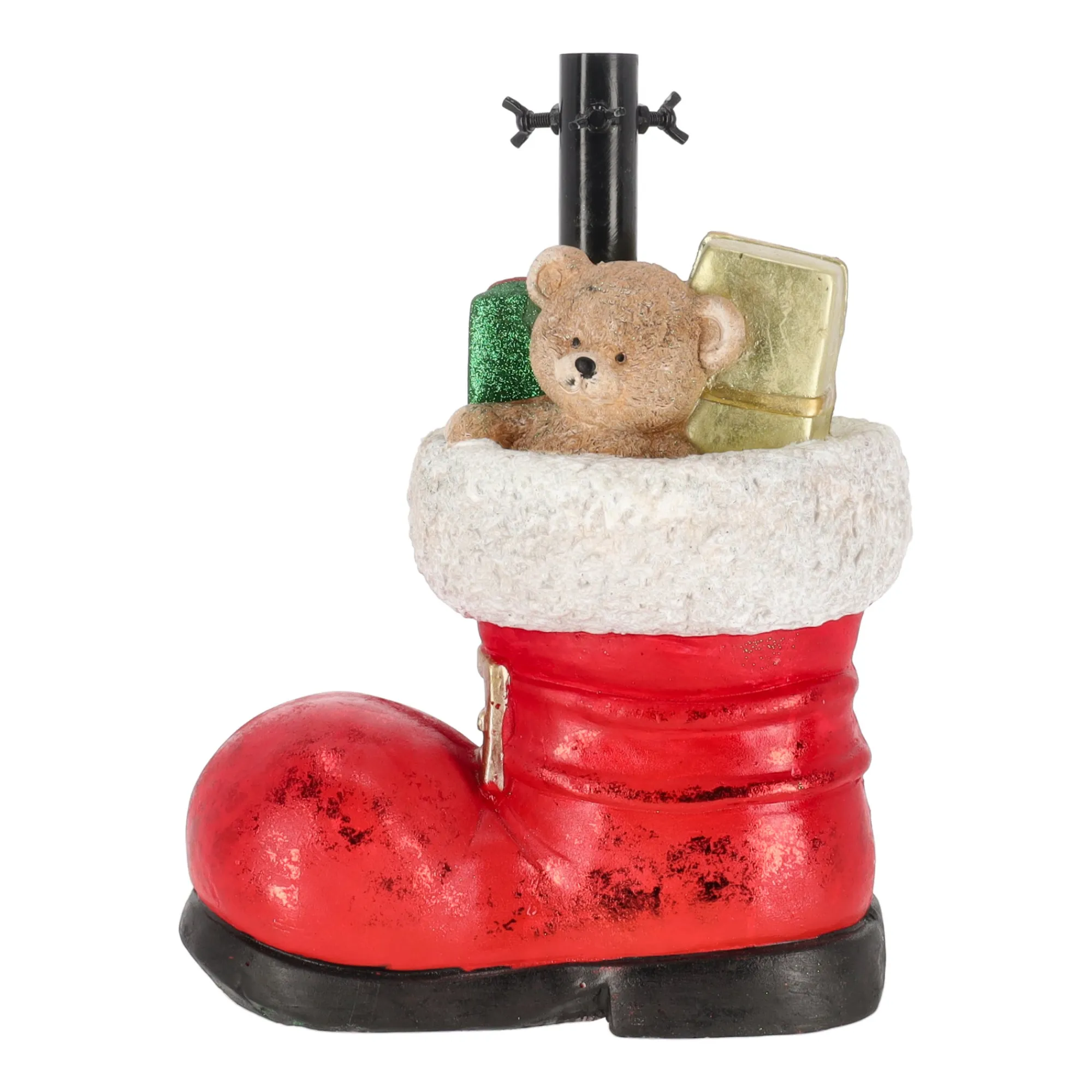 Kerstbomen>Kerstboomvoet laars met beer
