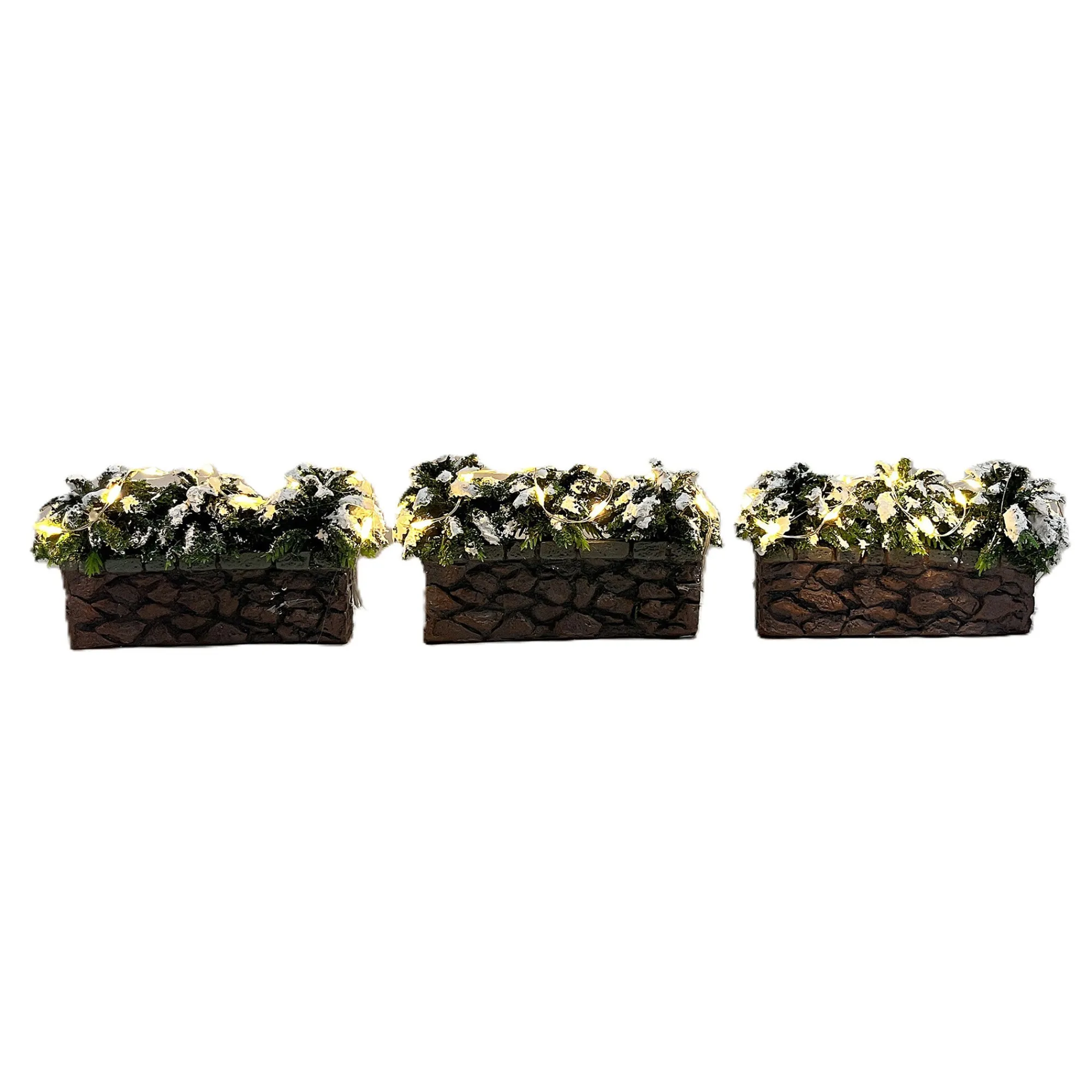 Kerstdorp>Kerstdorp bak met plant 3-delig