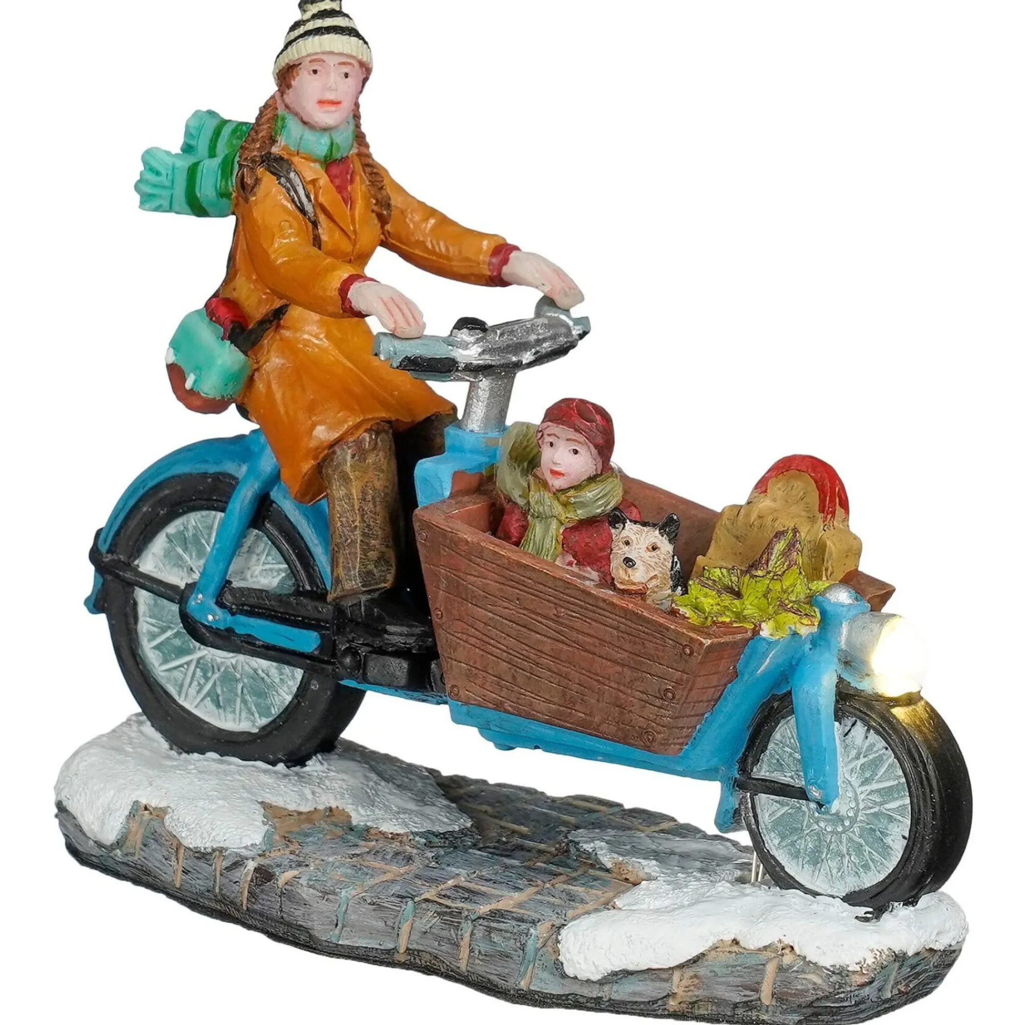 Luville Kerstdorp>Kerstdorp Bakfiets blauw 9x4x8cm