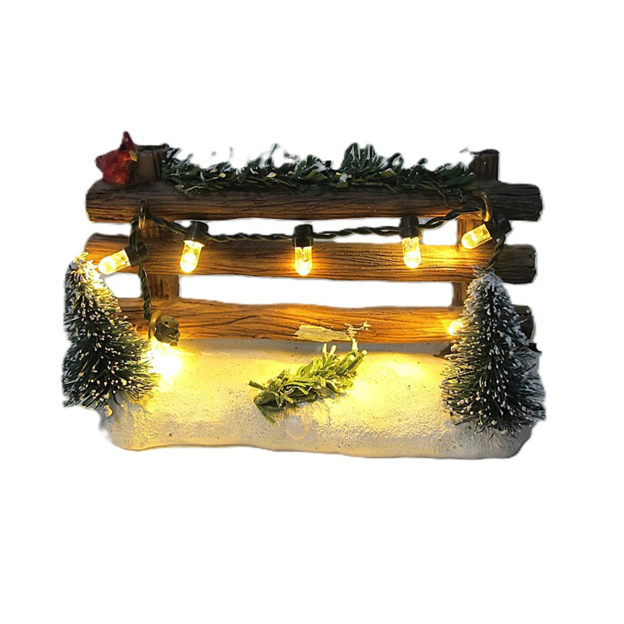 Kerstdorp>Kerstdorp hekwerk hout 9x4x6cm