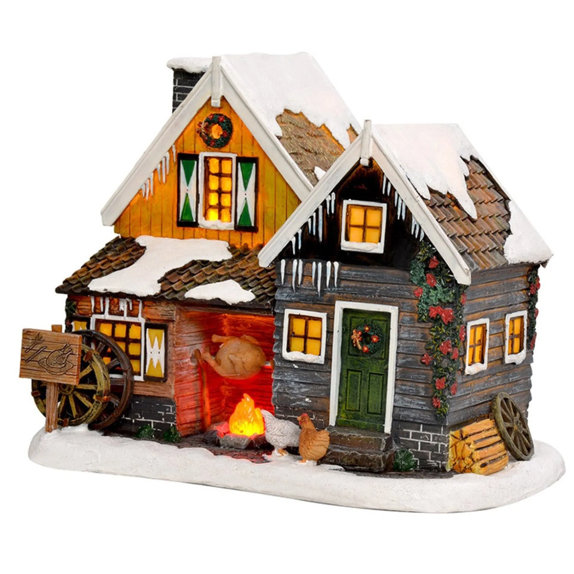 Kerstdorp>Kerstdorp Kippenboerderij 19 x 14 x 15 cm