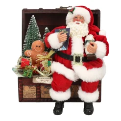 Kerstdecoratie>Kerstman 28 cm op kist