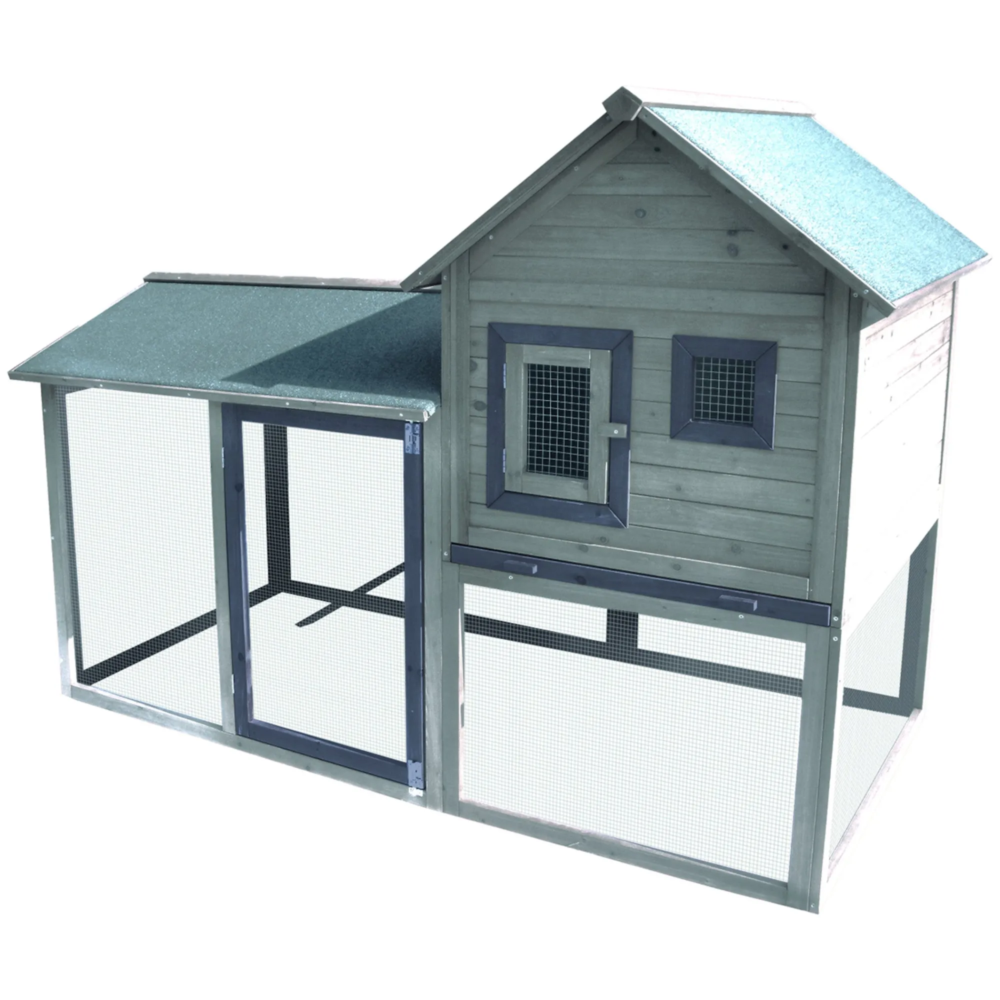 Flamingo Kip>Kippenhok met ren Calimero Cottage 197 x 93 x 143 cm