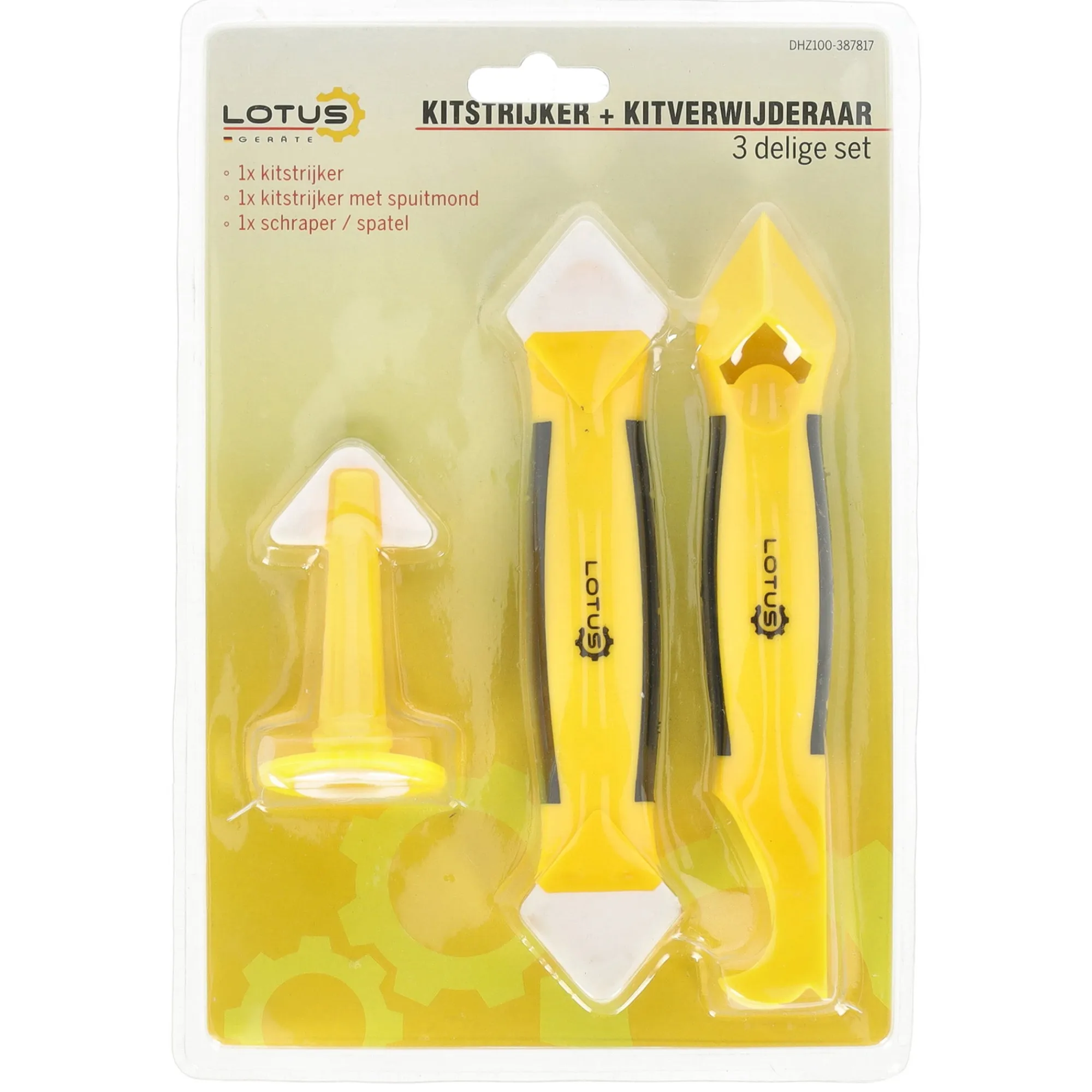 Lotus Verfspullen>Kitstrijker met kitverwijderaar set 3-delig
