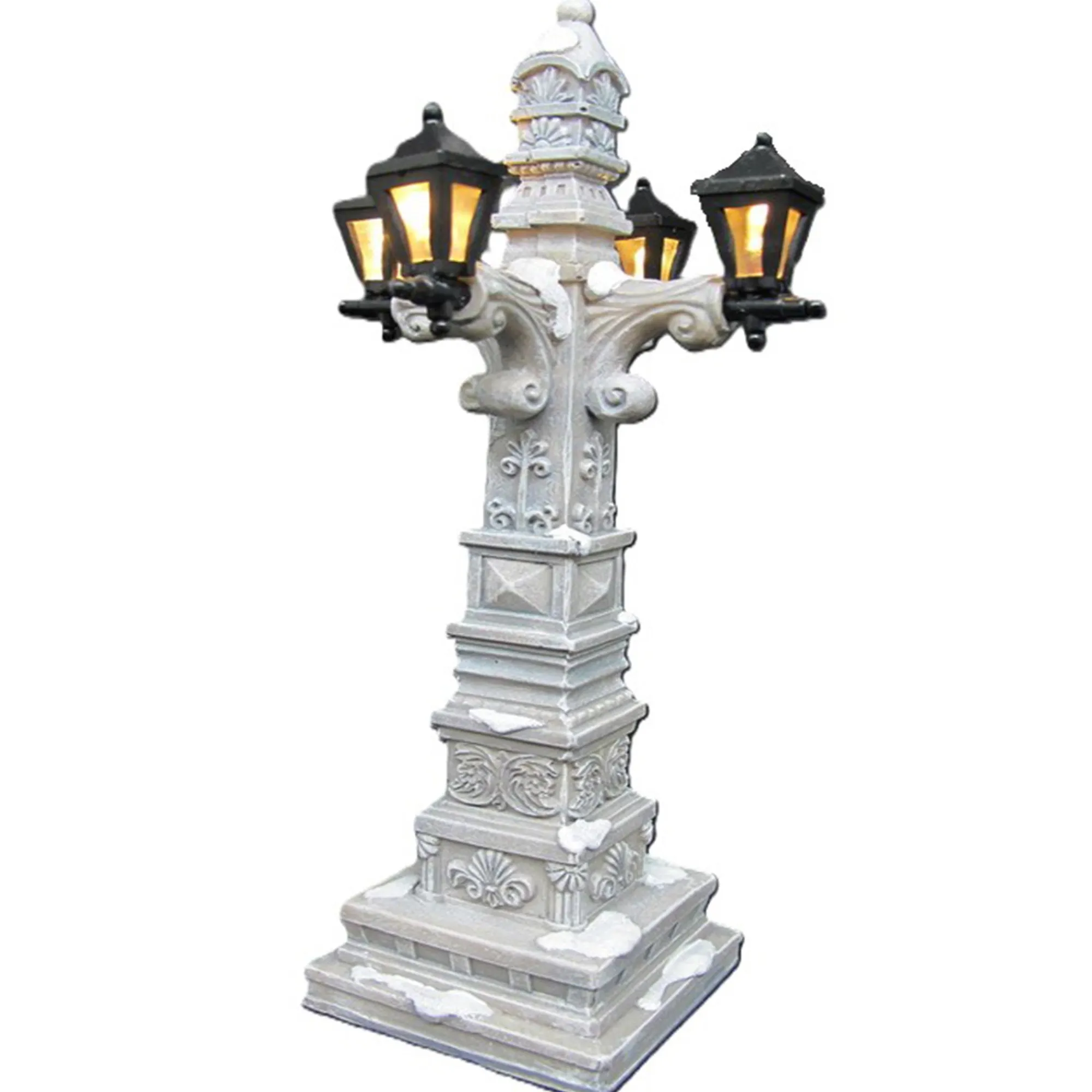 Kerstdorp>Lantaarn grijs 16cm LED