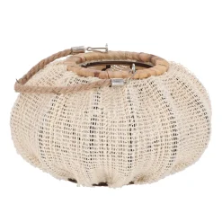 Natural Collections Woondecoratie>Lantaarn katoen met glas wit 28 x 24 x 16 cm
