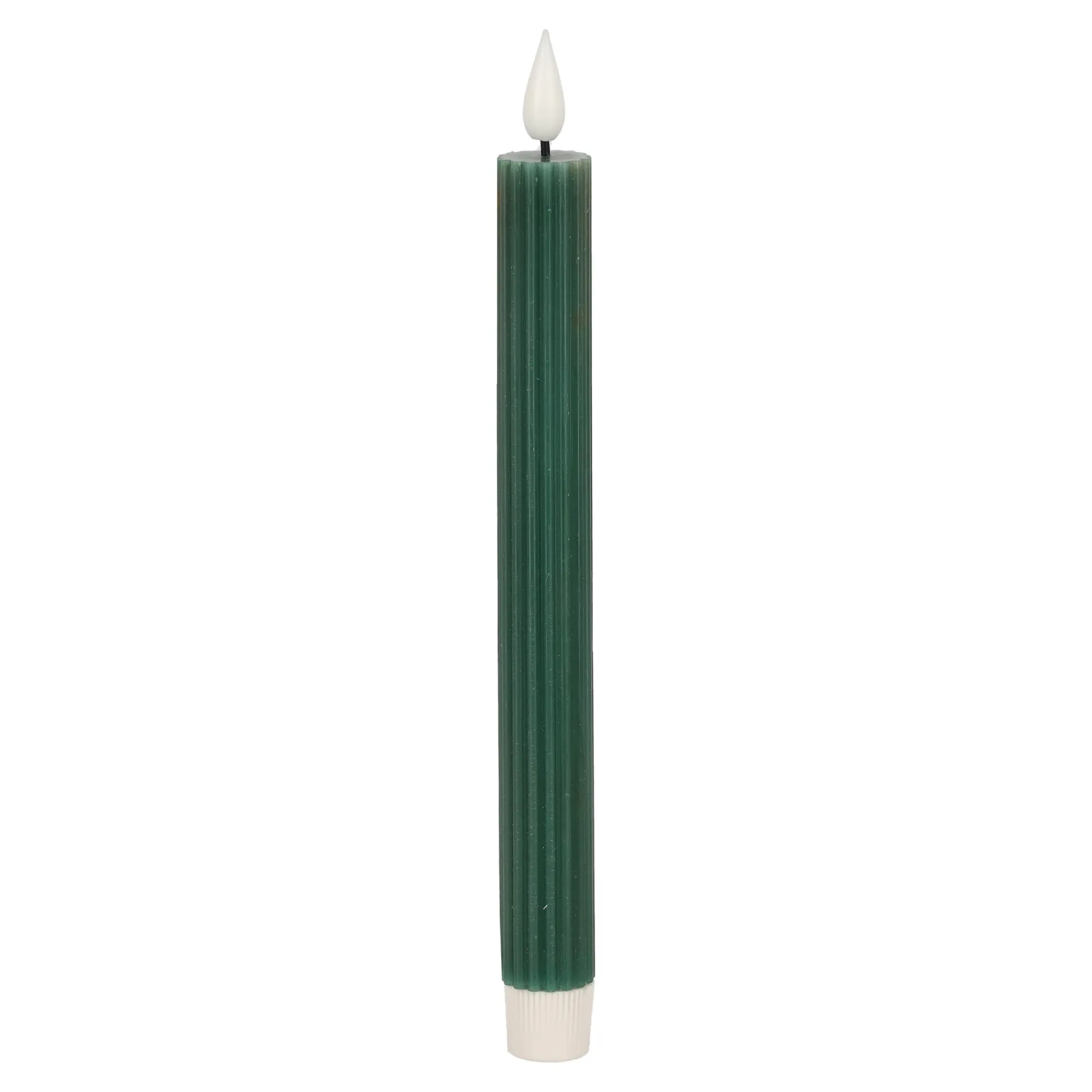 O'malley Kaarsen>LED dinerkaars ribbel donker groen 25 cm