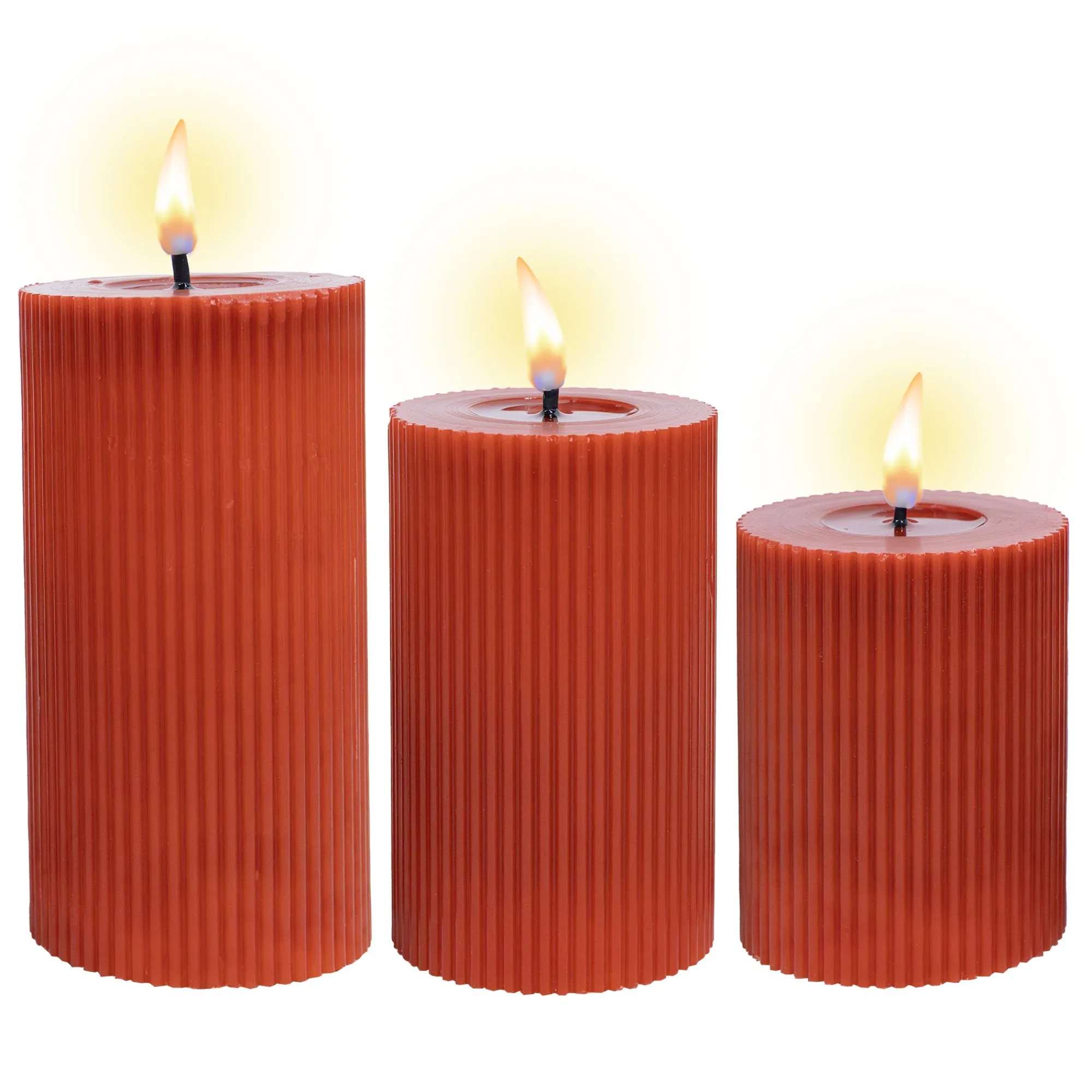 O'malley Kaarsen>LED Kaars rib melt 3st met rood