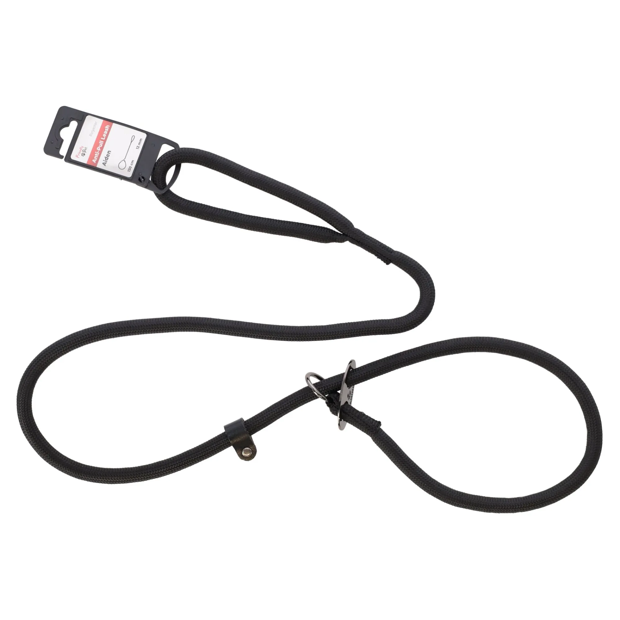 Friendly Pet Hondenriem>Looplijn Aiden zwart anti trek 12mm 130cm FP