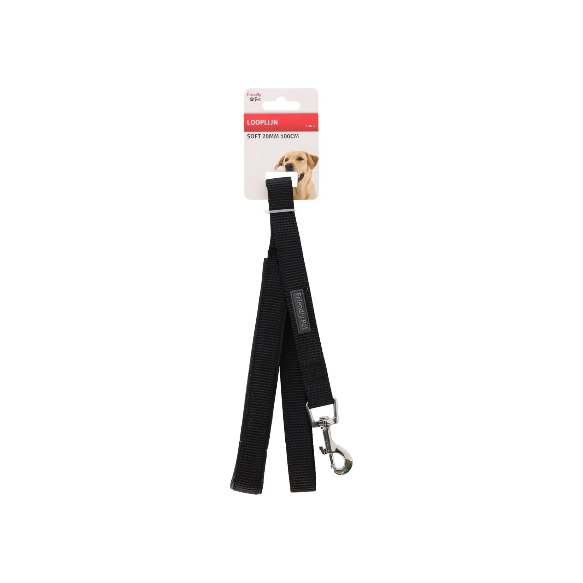 Friendly Pet Hondenriem>Looplijn soft zwart 15mmx100cm FP