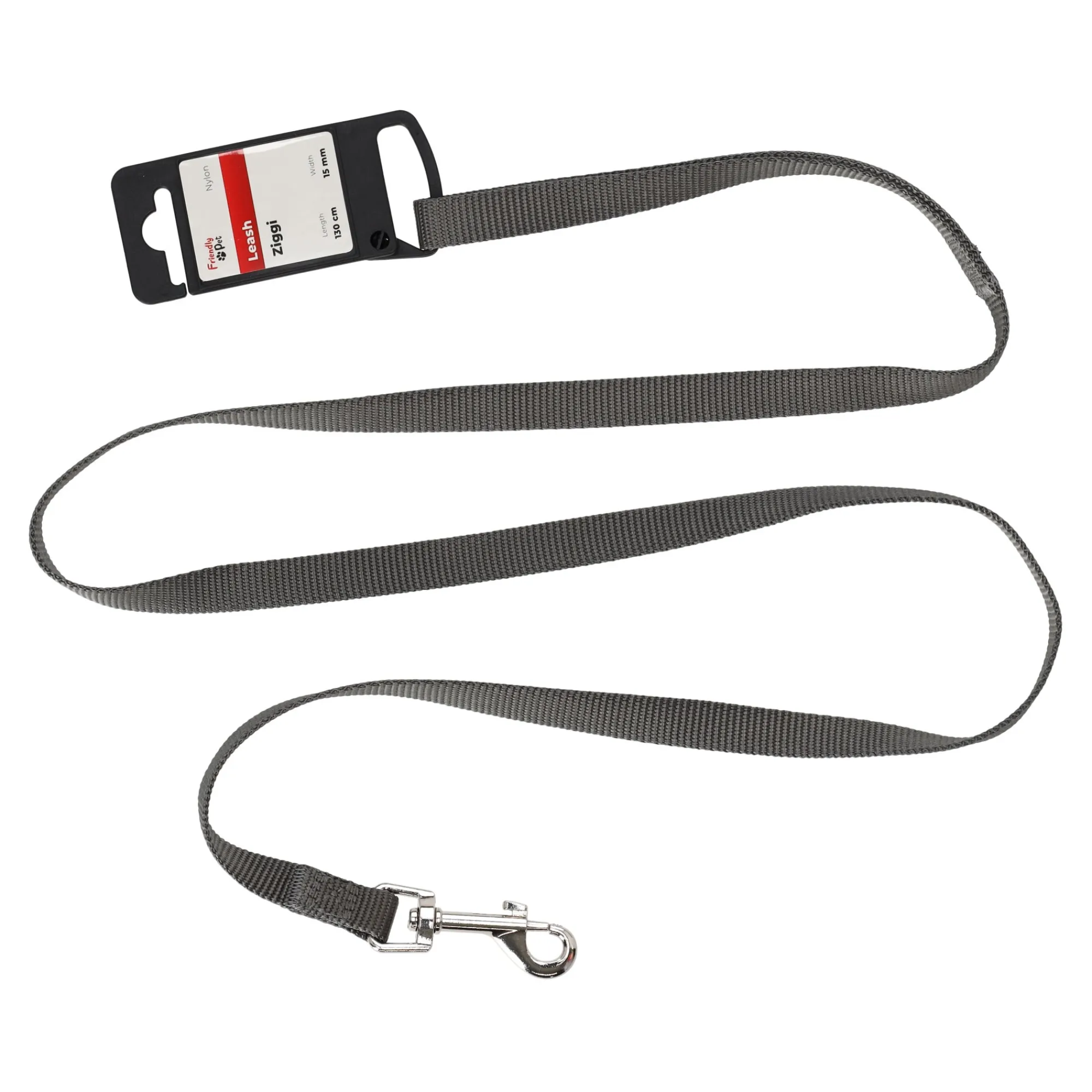 Friendly Pet Hondenriem>Looplijn Ziggi donkergrijs 15mm 130cm FP