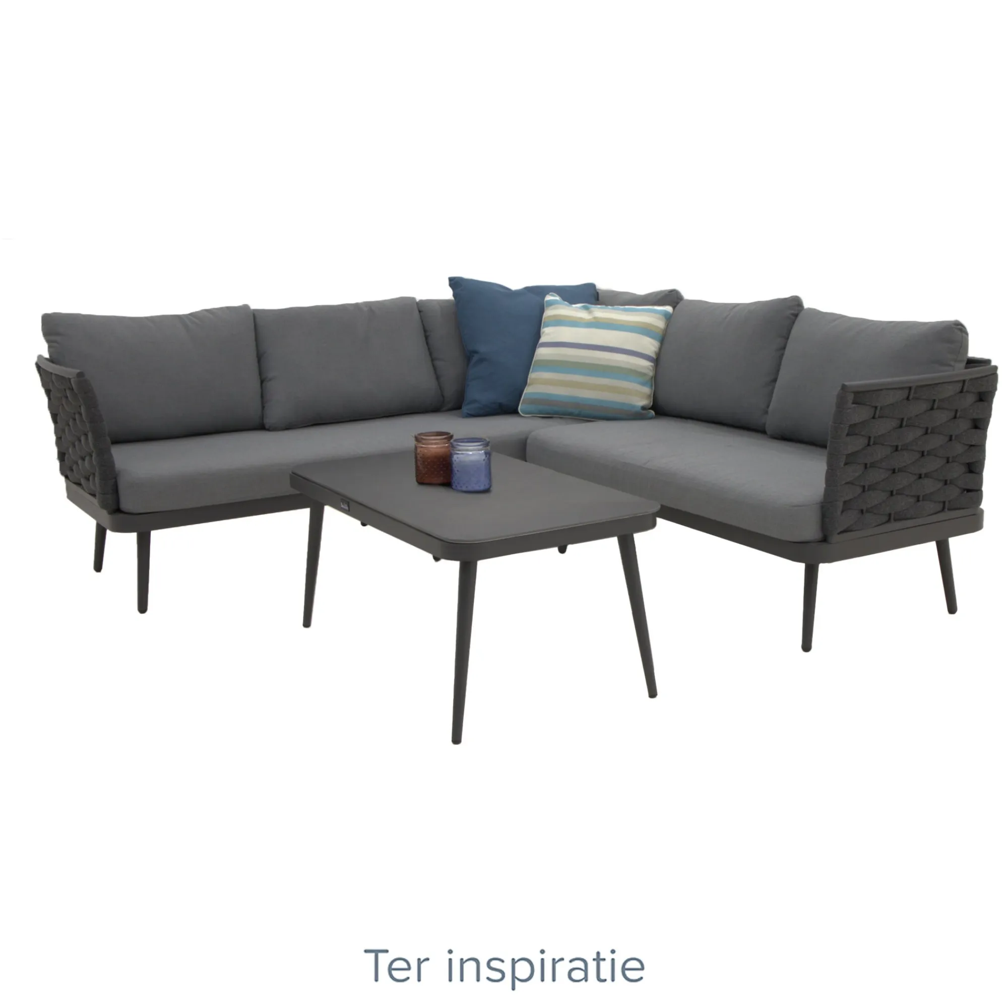 Bois le Duc Loungesets>Loungeset Sulden antraciet met kussens