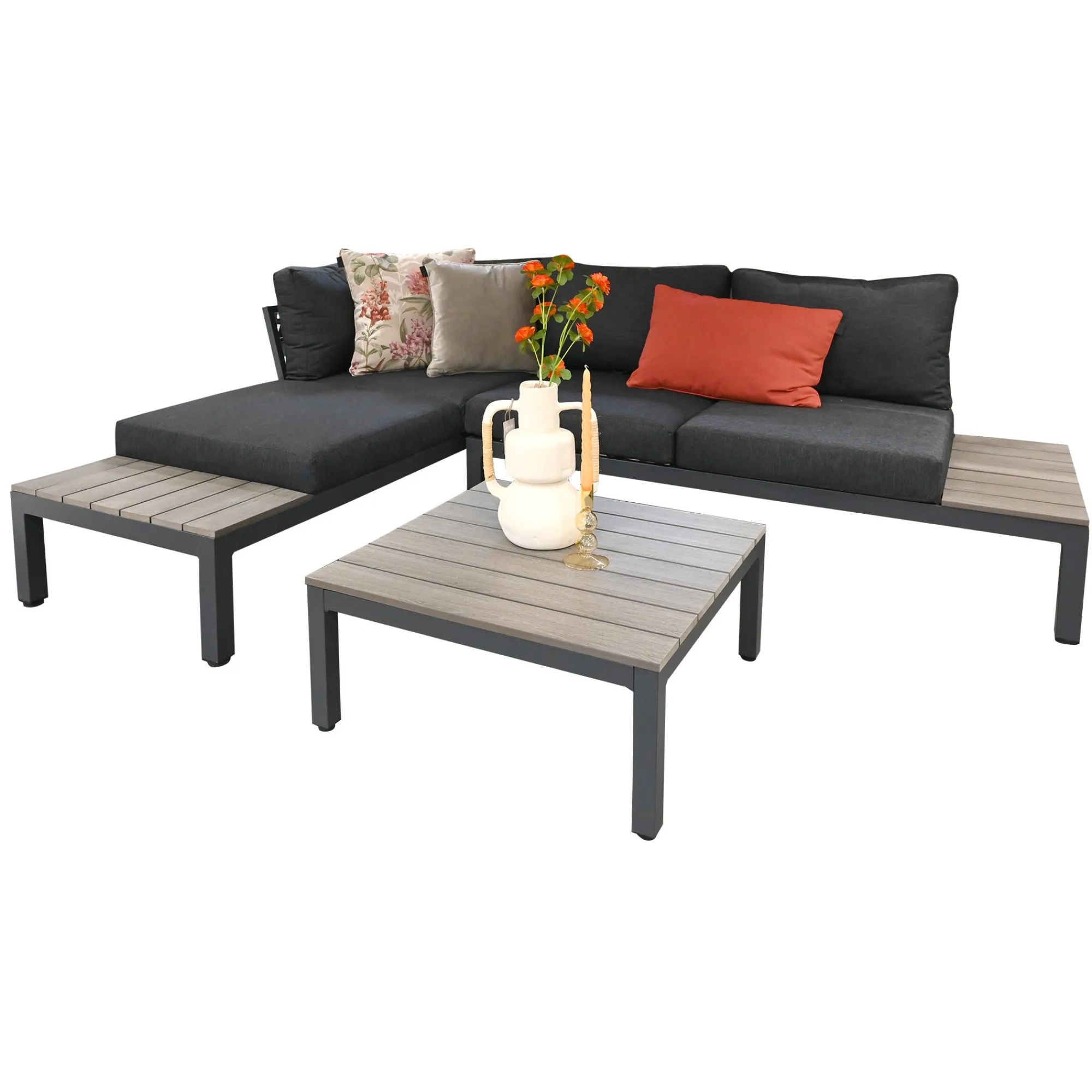 Bois le Duc Loungesets>Loungeset Vincenzo antraciet met kussens