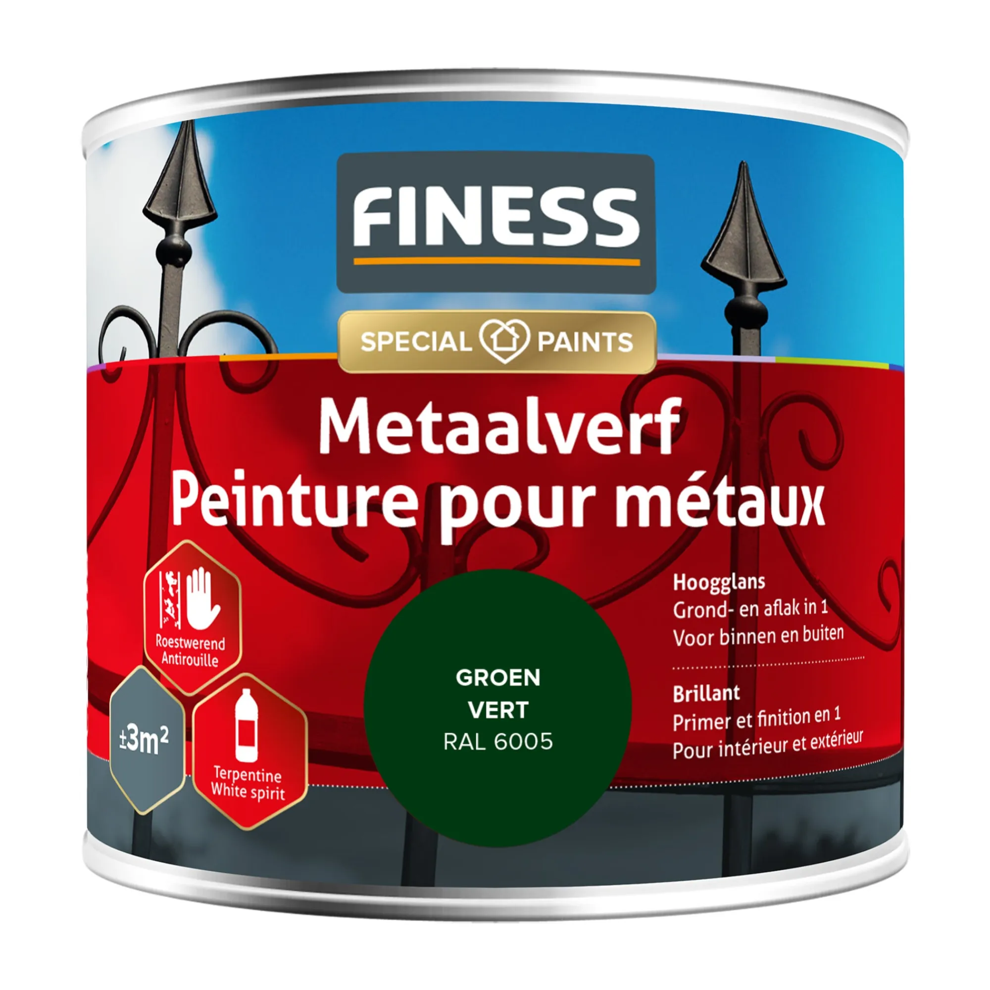 Finess Lakken>Metaalverf hoogglans groen 6005 250
