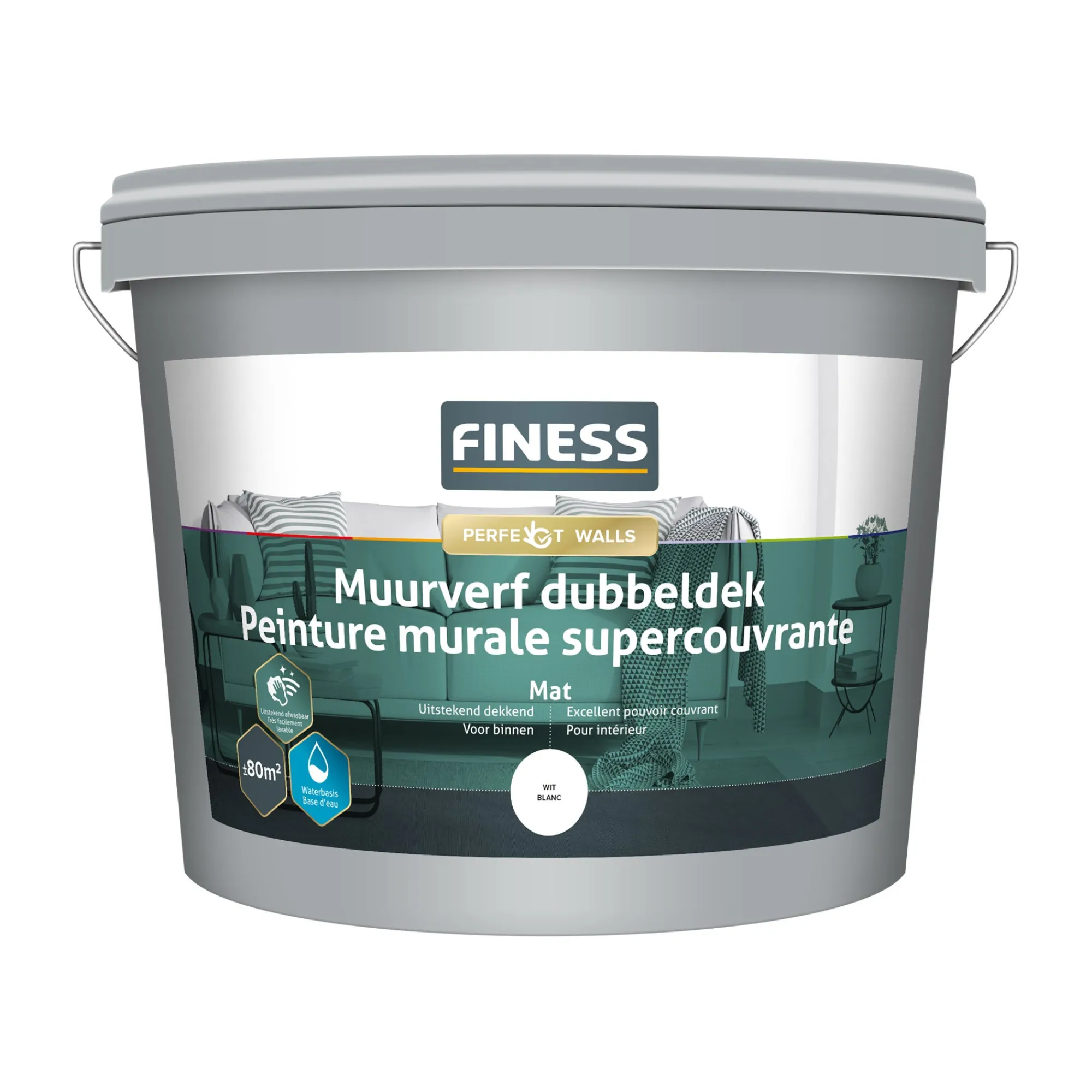 Finess Muurverf>Muurverf dubbeldek wit 10L
