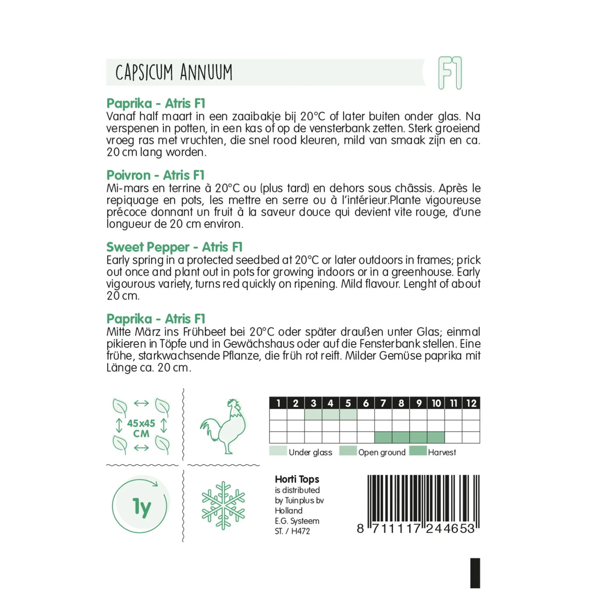 Horti Tops Moestuin>Paprika Rossano zaad
