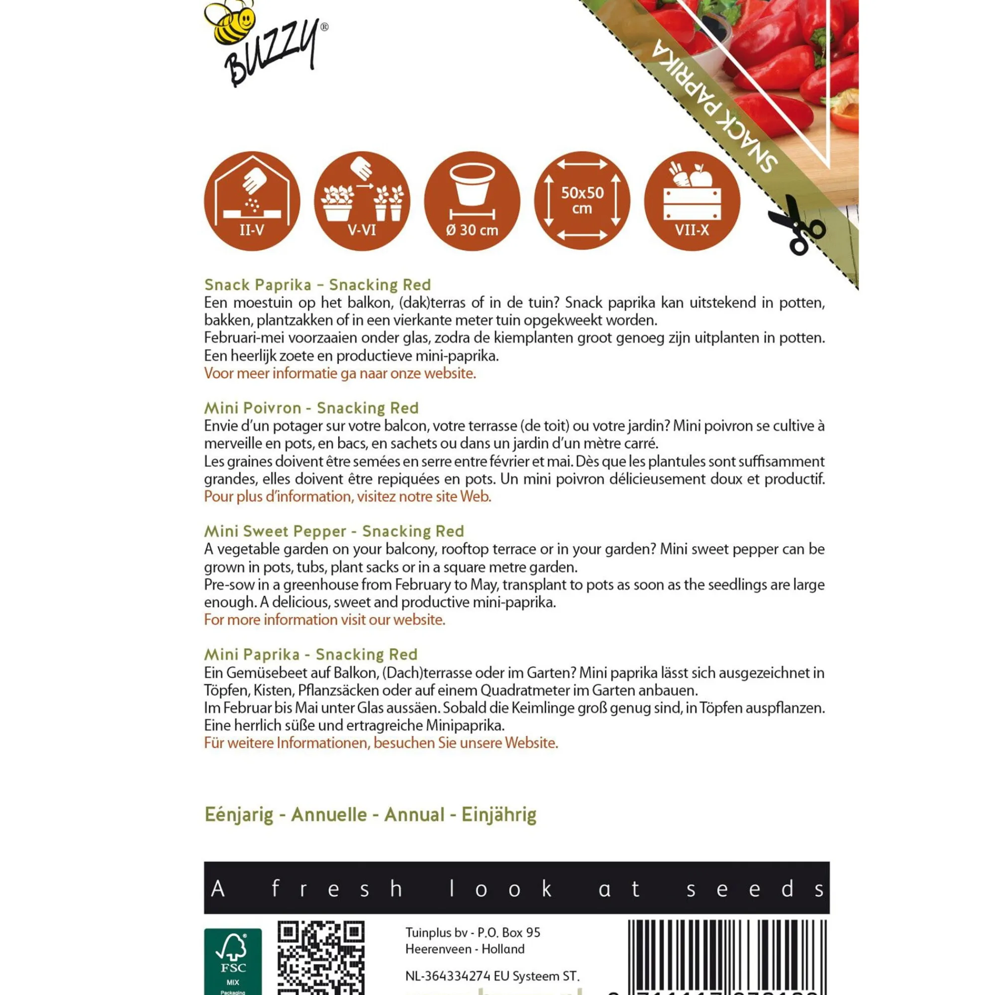 Buzzy Moestuin>Paprika Snacking red
