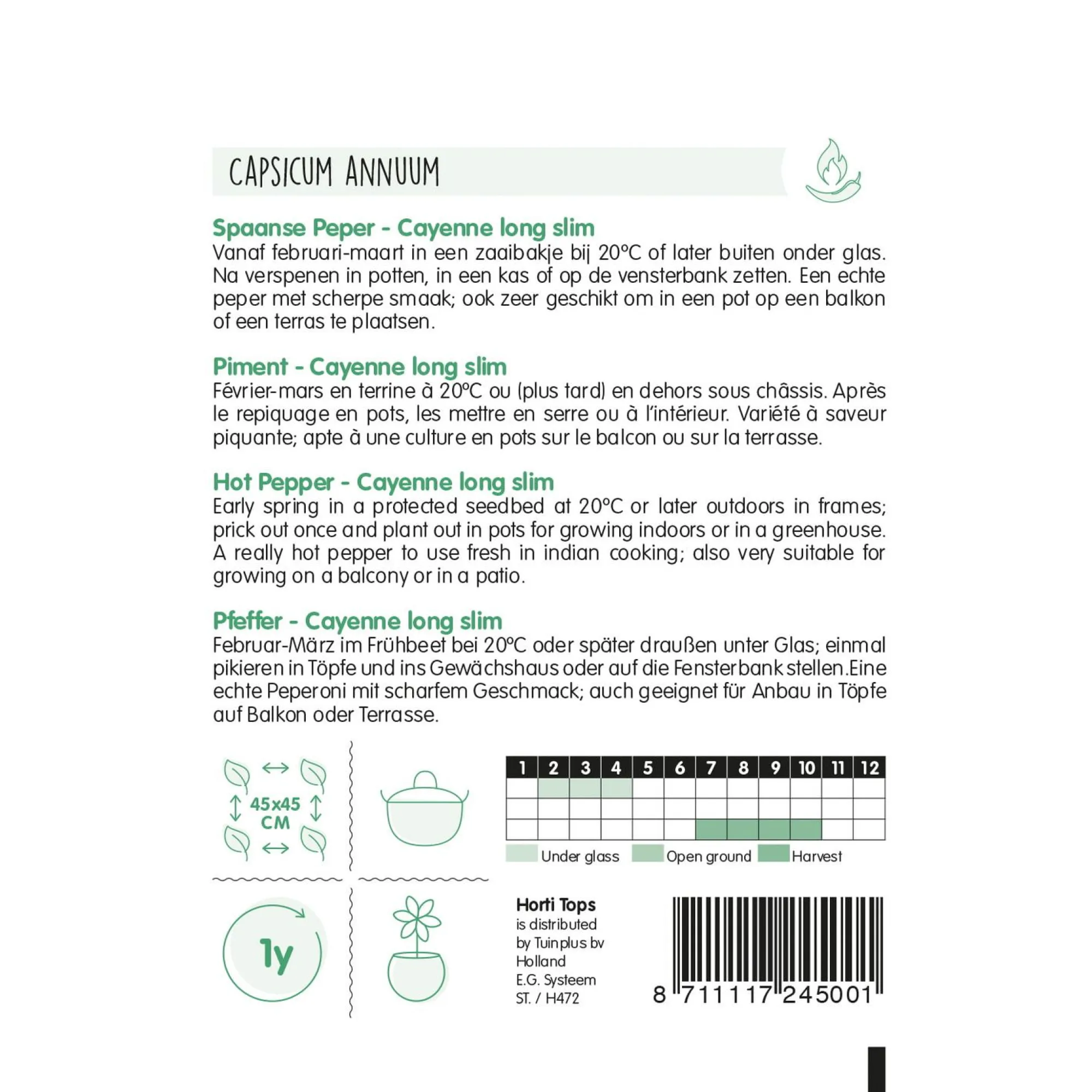 Horti Tops Moestuin>Peper cayenne / spaanse lange rode zaad