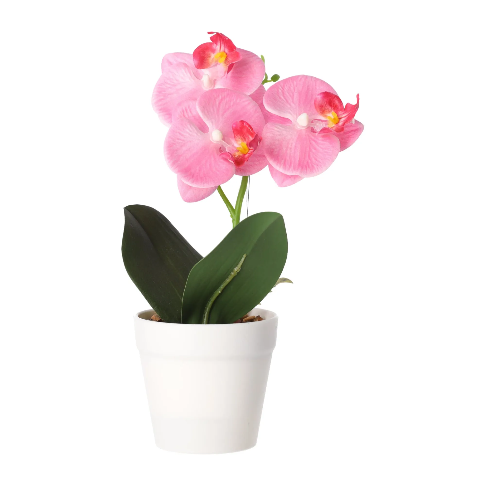 Kunstplanten En Kunstbloemen>Phalaenopsis in pot wit, roze en perzik, 3 assorti