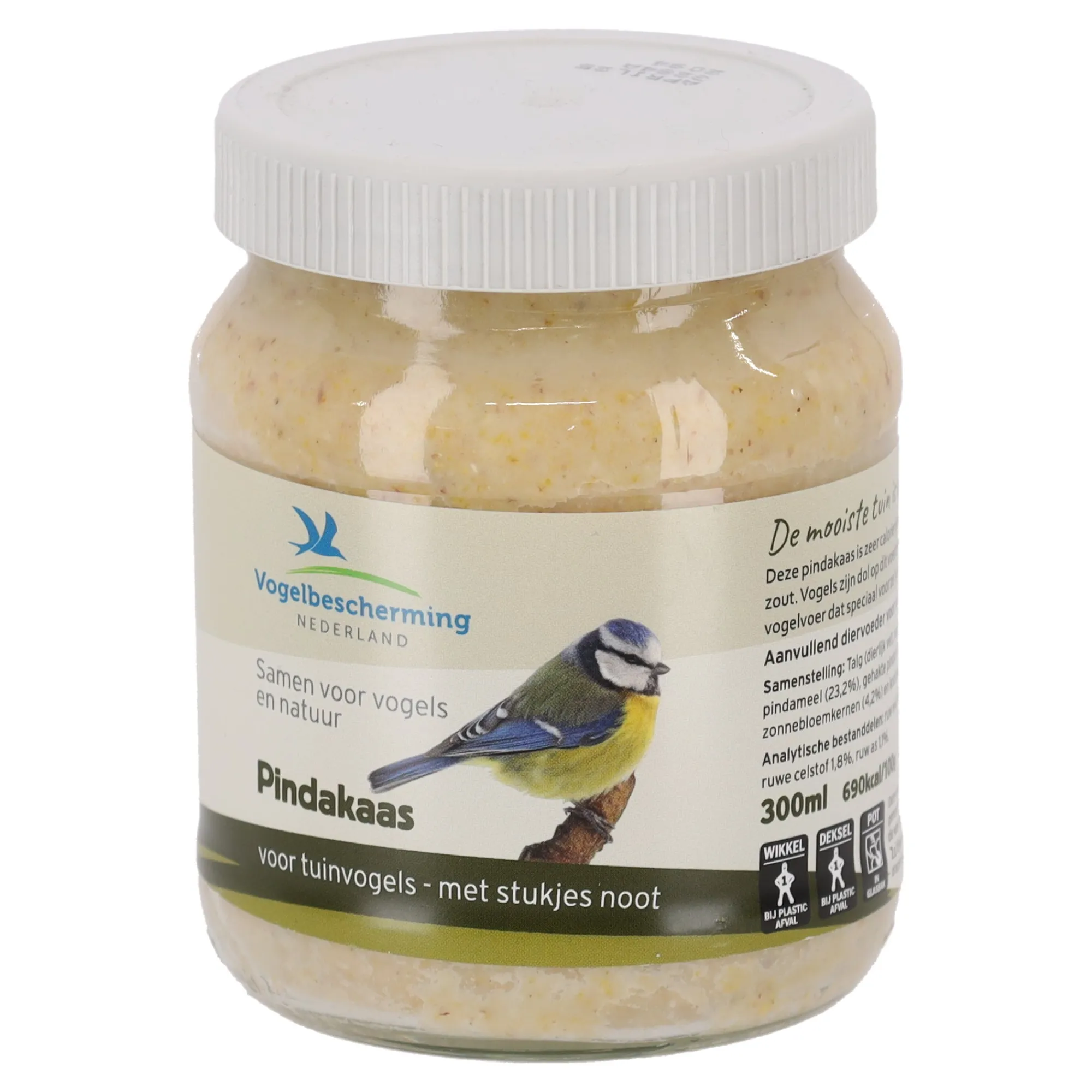 Vogelbescherming Vogelsnacks>Pindakaas vogel + noten 330gr