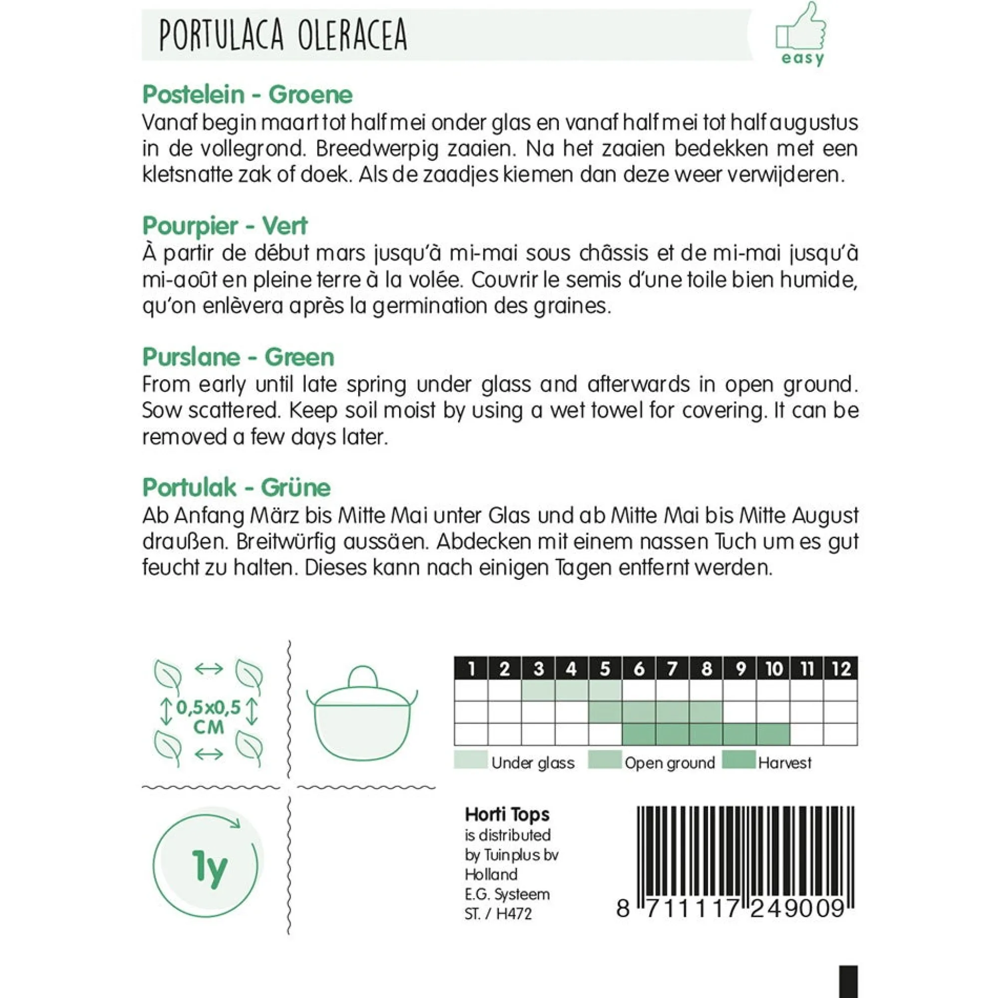 Horti Tops Moestuin>Postelein groene, zaad